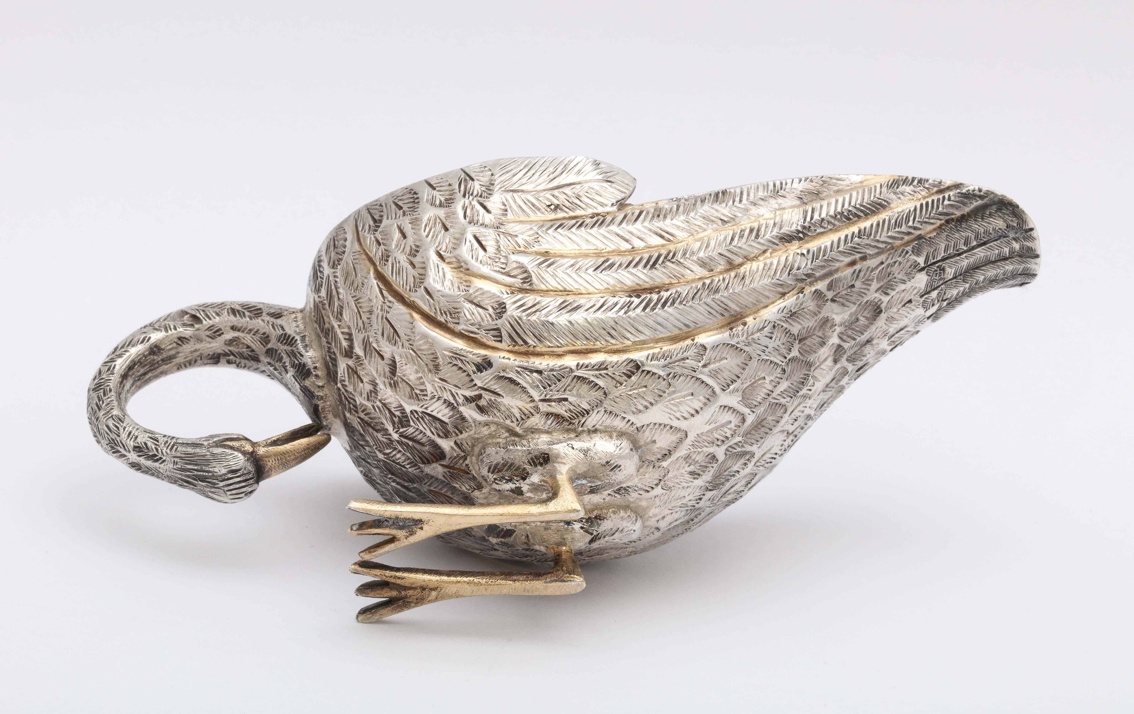 Mid-Century Modern Sterling Silver-Gilt Swan-Form Gravy/Sauce Boat by Tane 2