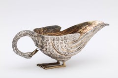 Mid-Century Modern Sterling Silver-Gilt Swan-Form Gravy/Sauce Boat by Tane