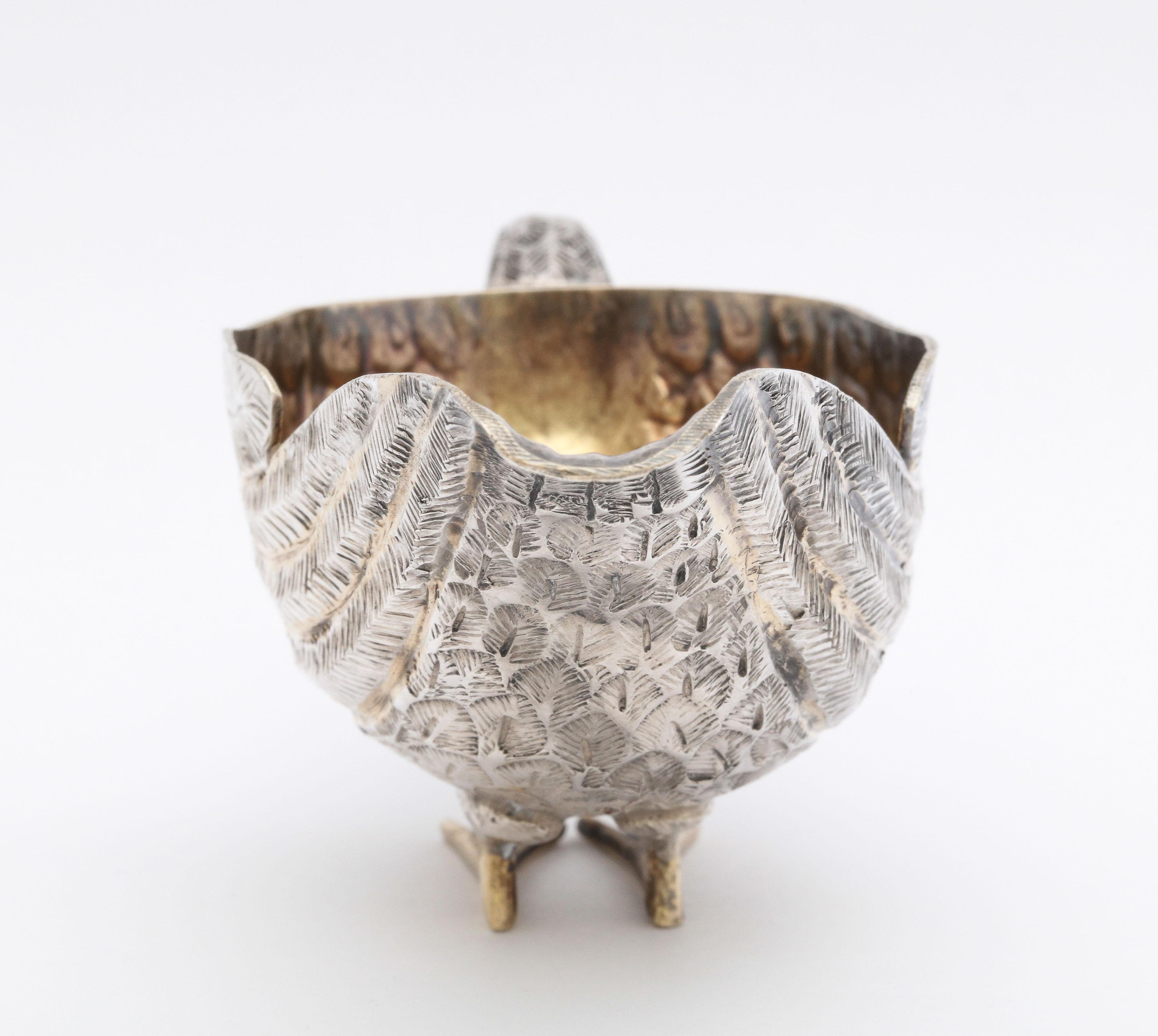 Mid-20th Century Mid-Century Modern Sterling Silver-Gilt Swan-Form Gravy/Sauce Boat by Tane