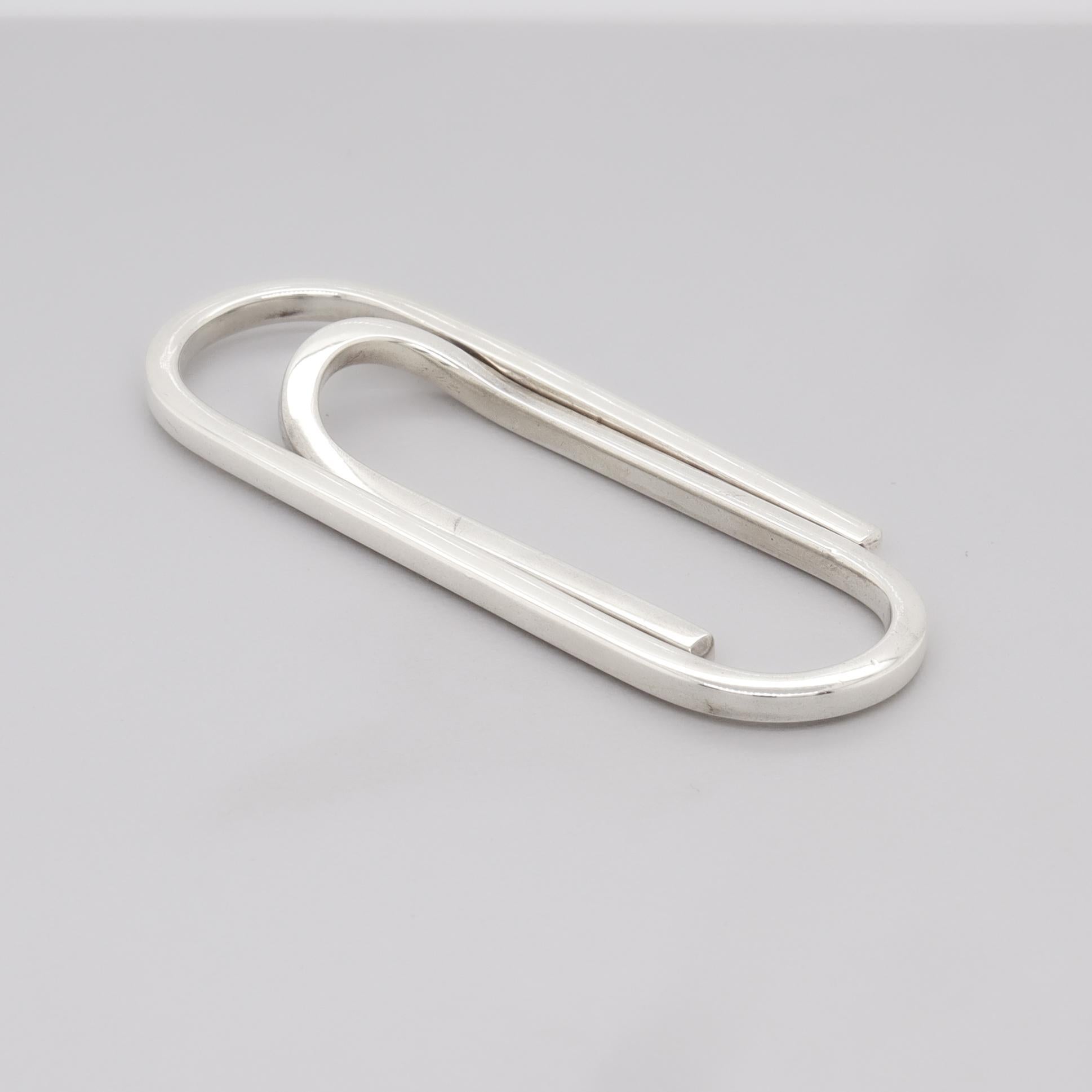 Moderne Pince à billets Paperclip en argent sterling de style moderne du milieu du siècle dernier en vente