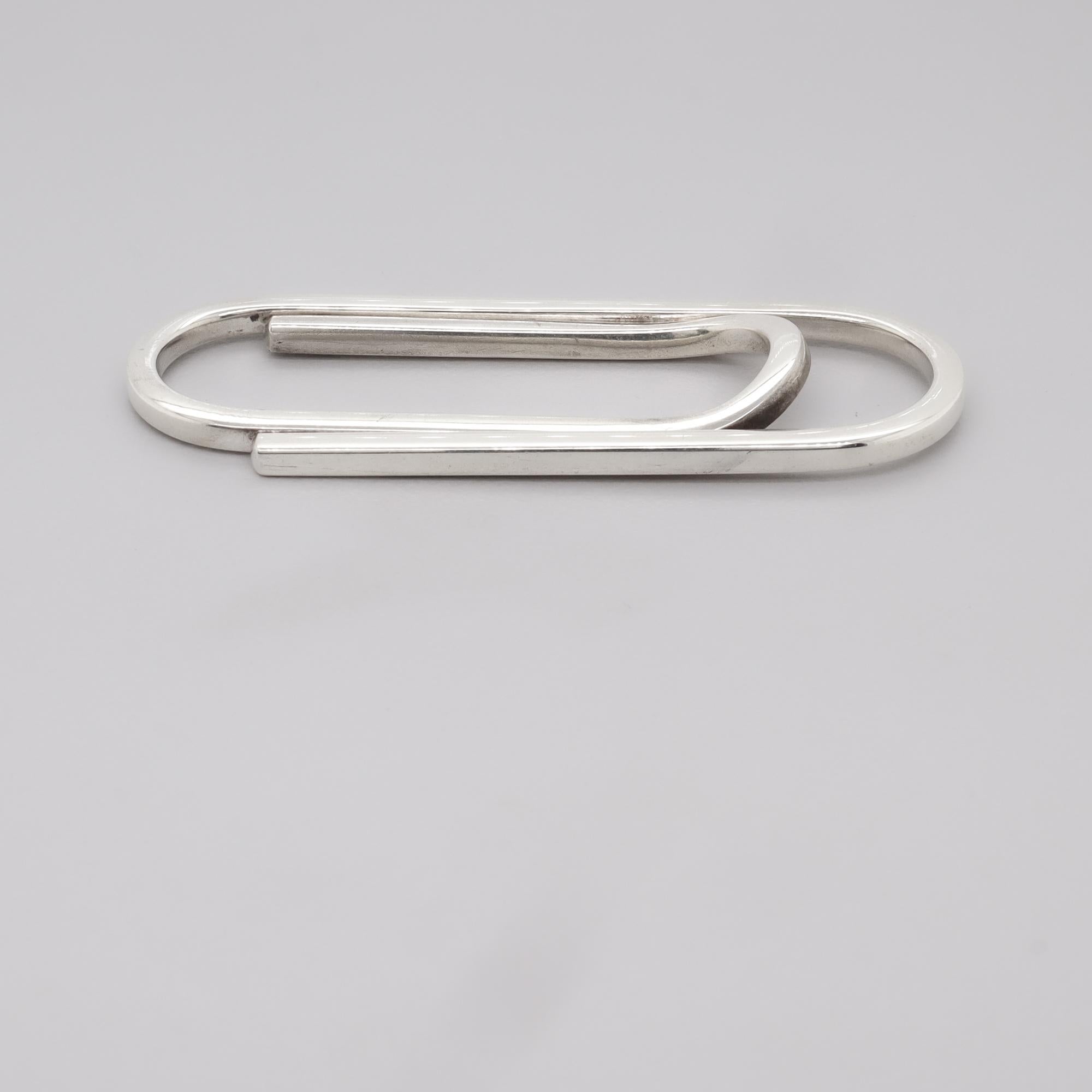 Pince à billets Paperclip en argent sterling de style moderne du milieu du siècle dernier Unisexe en vente