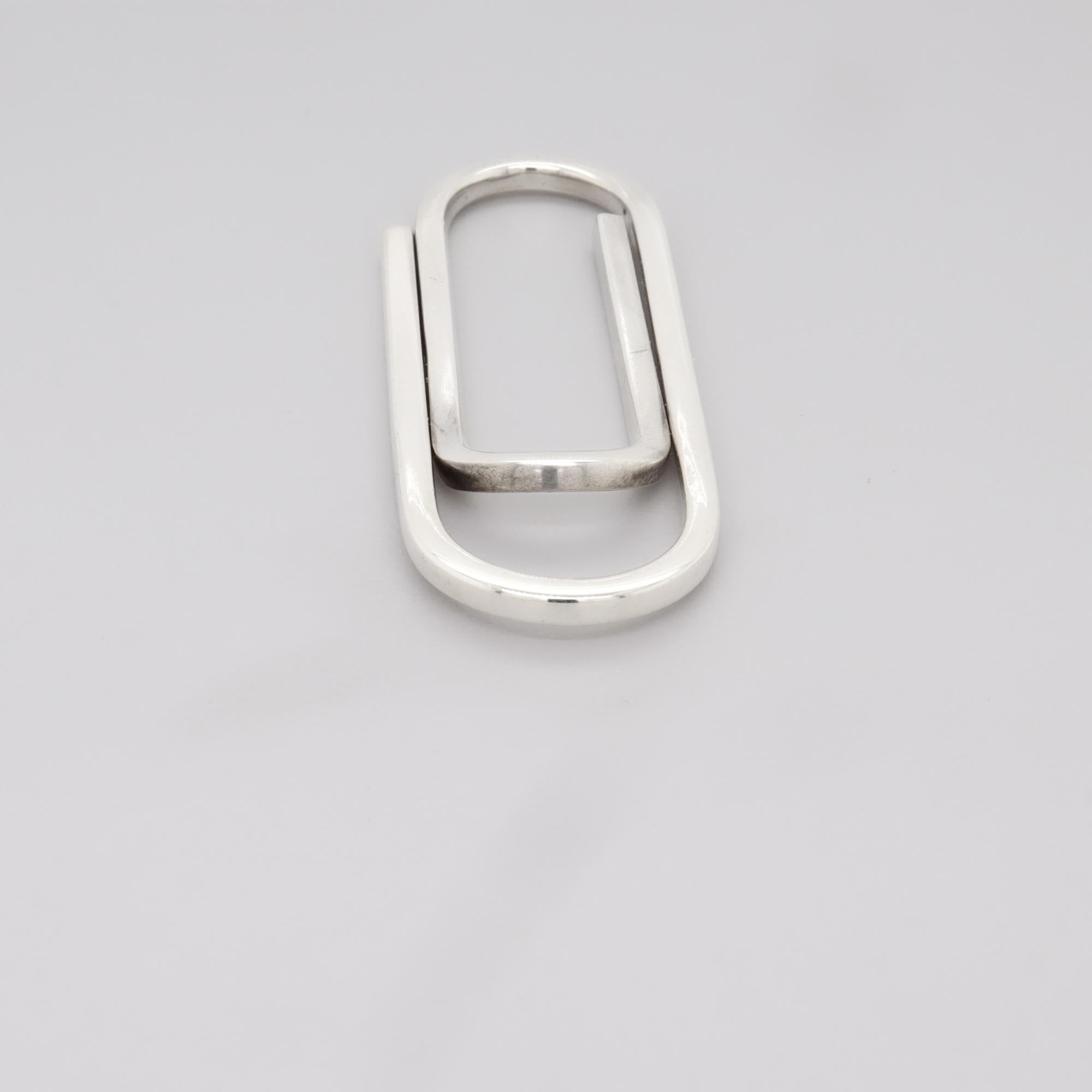 Pince à billets Paperclip en argent sterling de style moderne du milieu du siècle dernier en vente 1