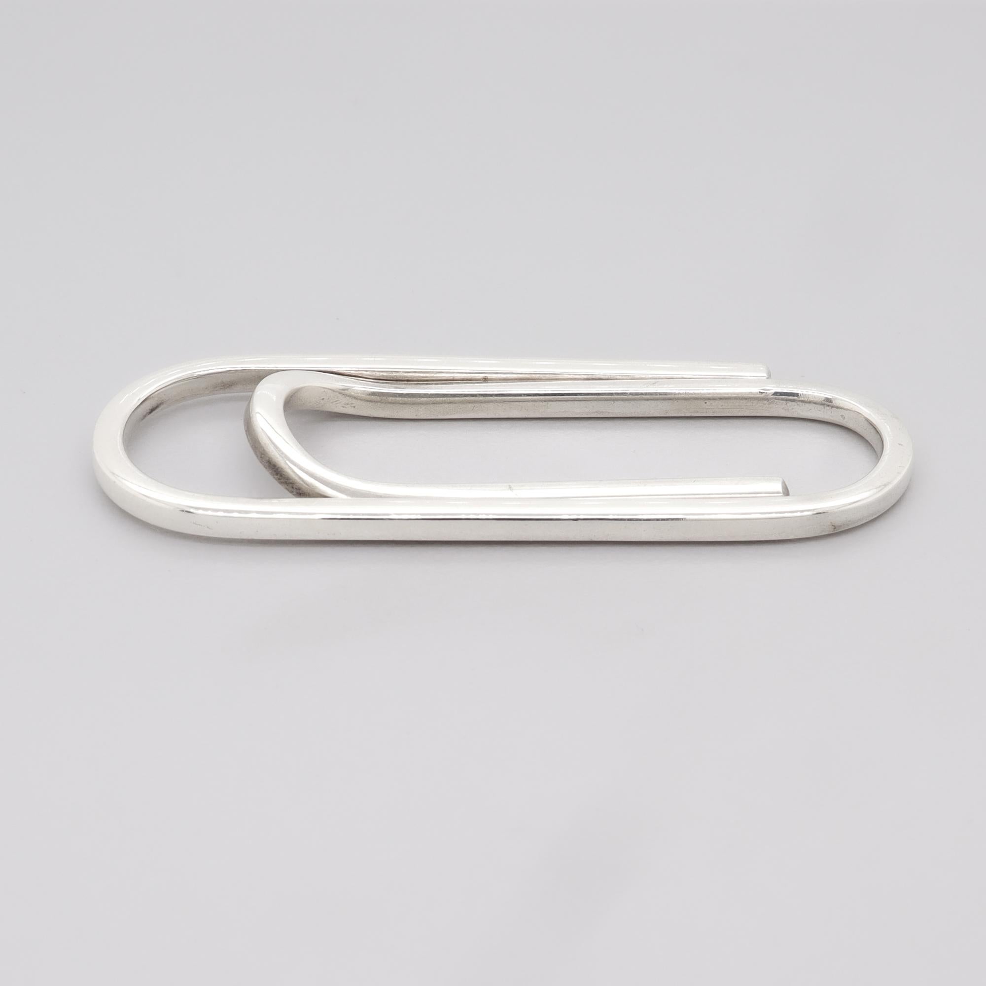 Pince à billets Paperclip en argent sterling de style moderne du milieu du siècle dernier en vente 2