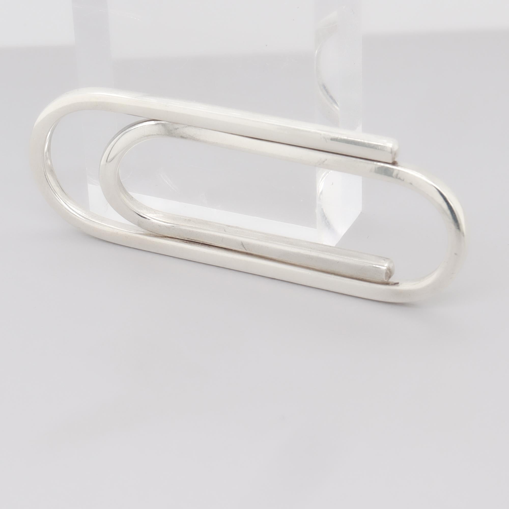 Pince à billets Paperclip en argent sterling de style moderne du milieu du siècle dernier en vente 3