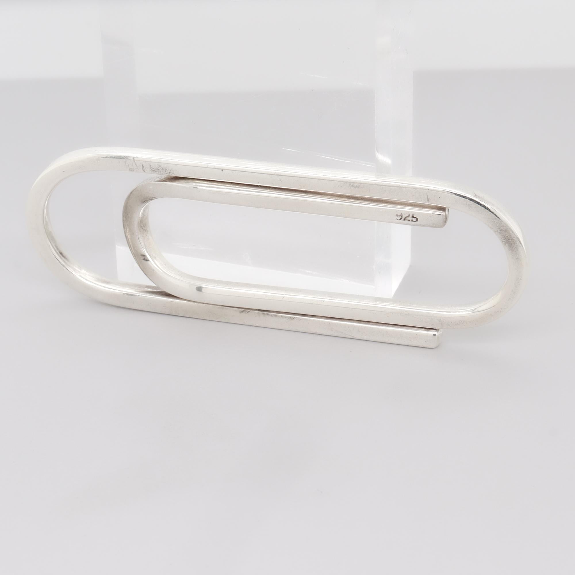 Pince à billets Paperclip en argent sterling de style moderne du milieu du siècle dernier en vente 4