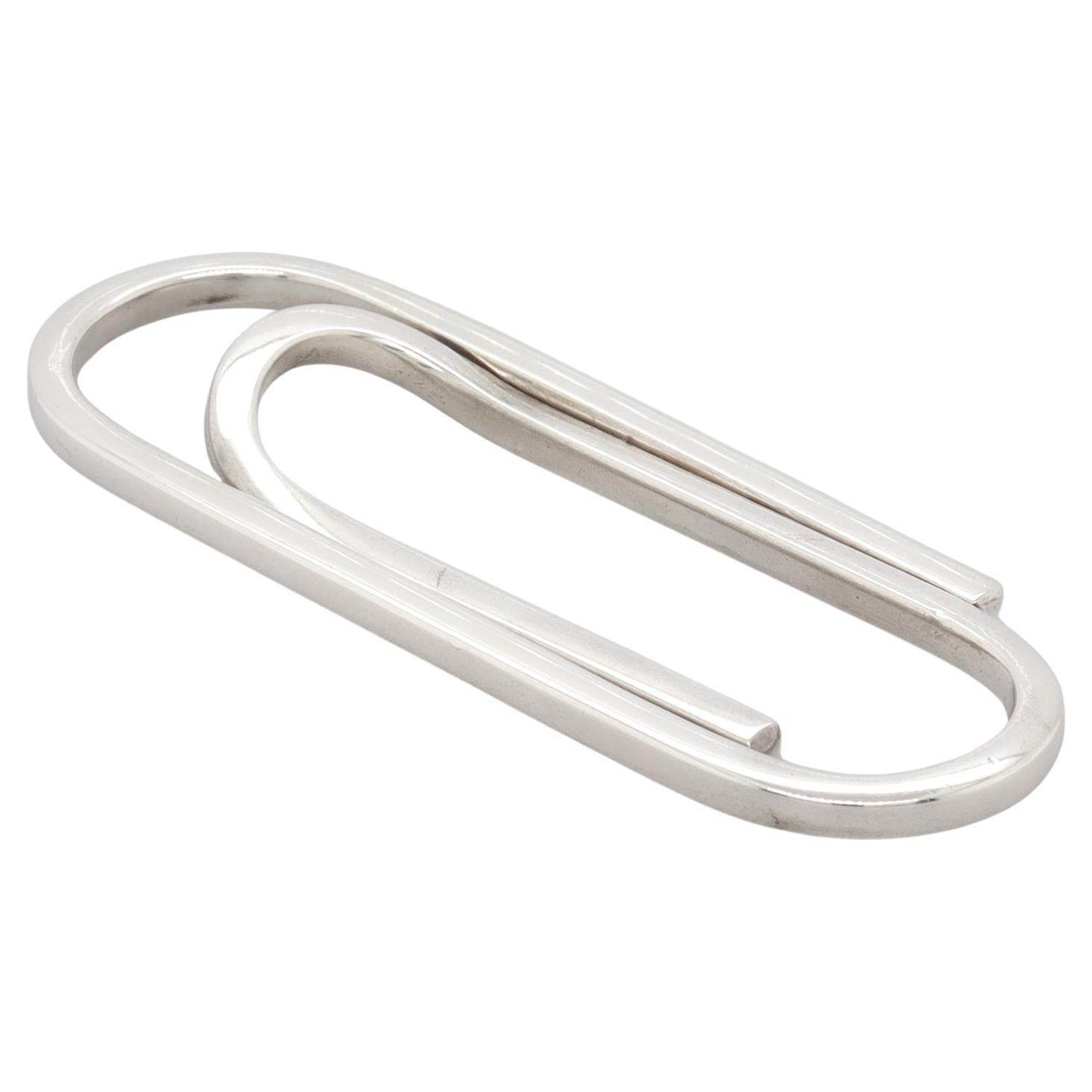 Pince à billets Paperclip en argent sterling de style moderne du milieu du siècle dernier en vente