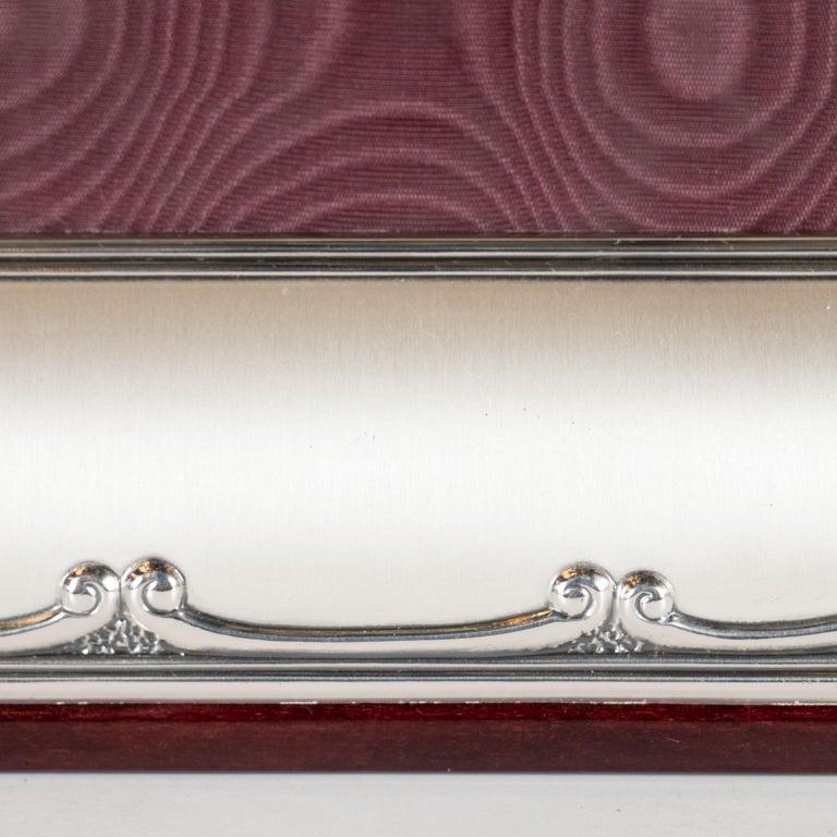 Italian Mid-Century Modern Sterling Silver Picture Frame with Mahogany Back by Sovrani