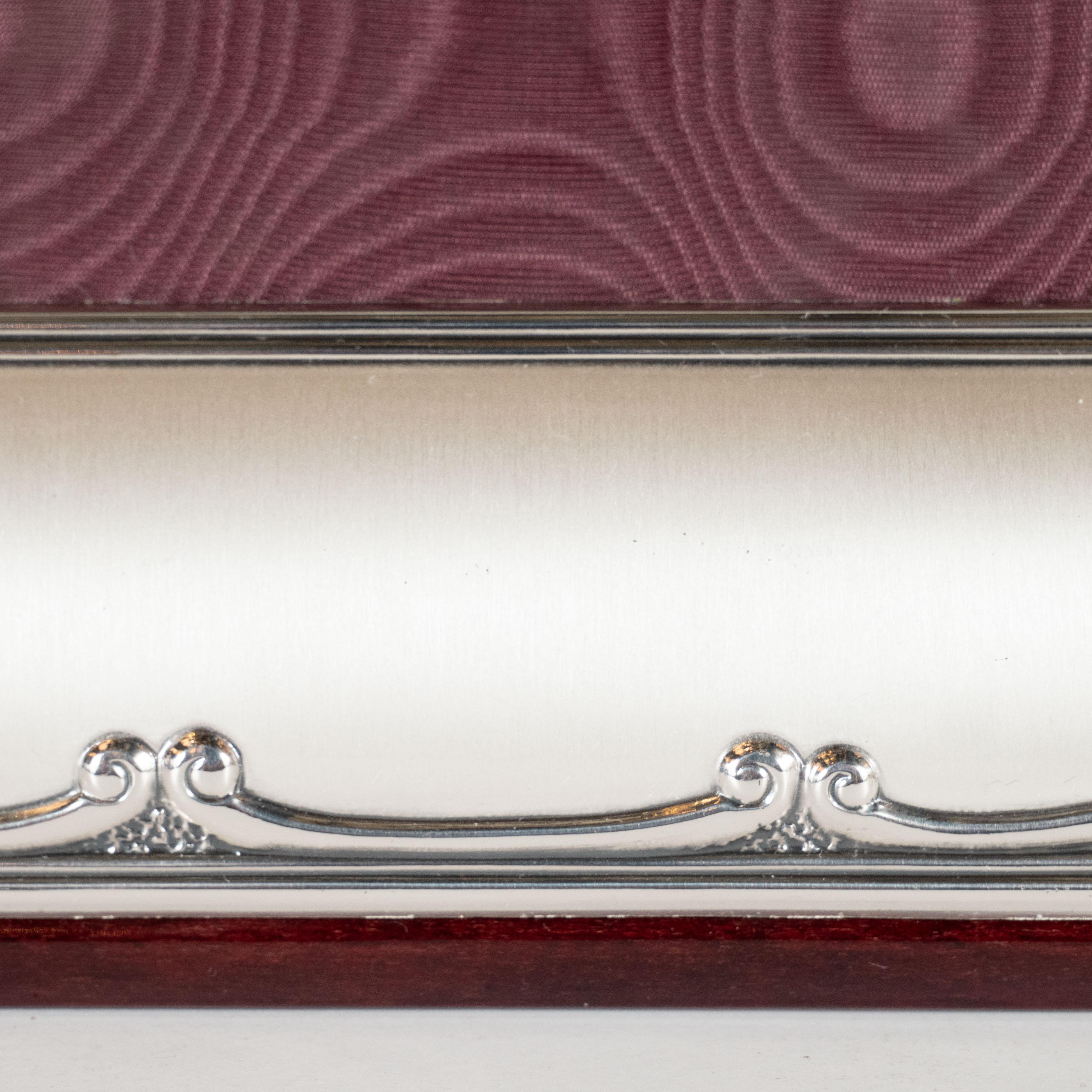 Italian Mid-Century Modern Sterling Silver Picture Frame with Mahogany Back by Sovrani