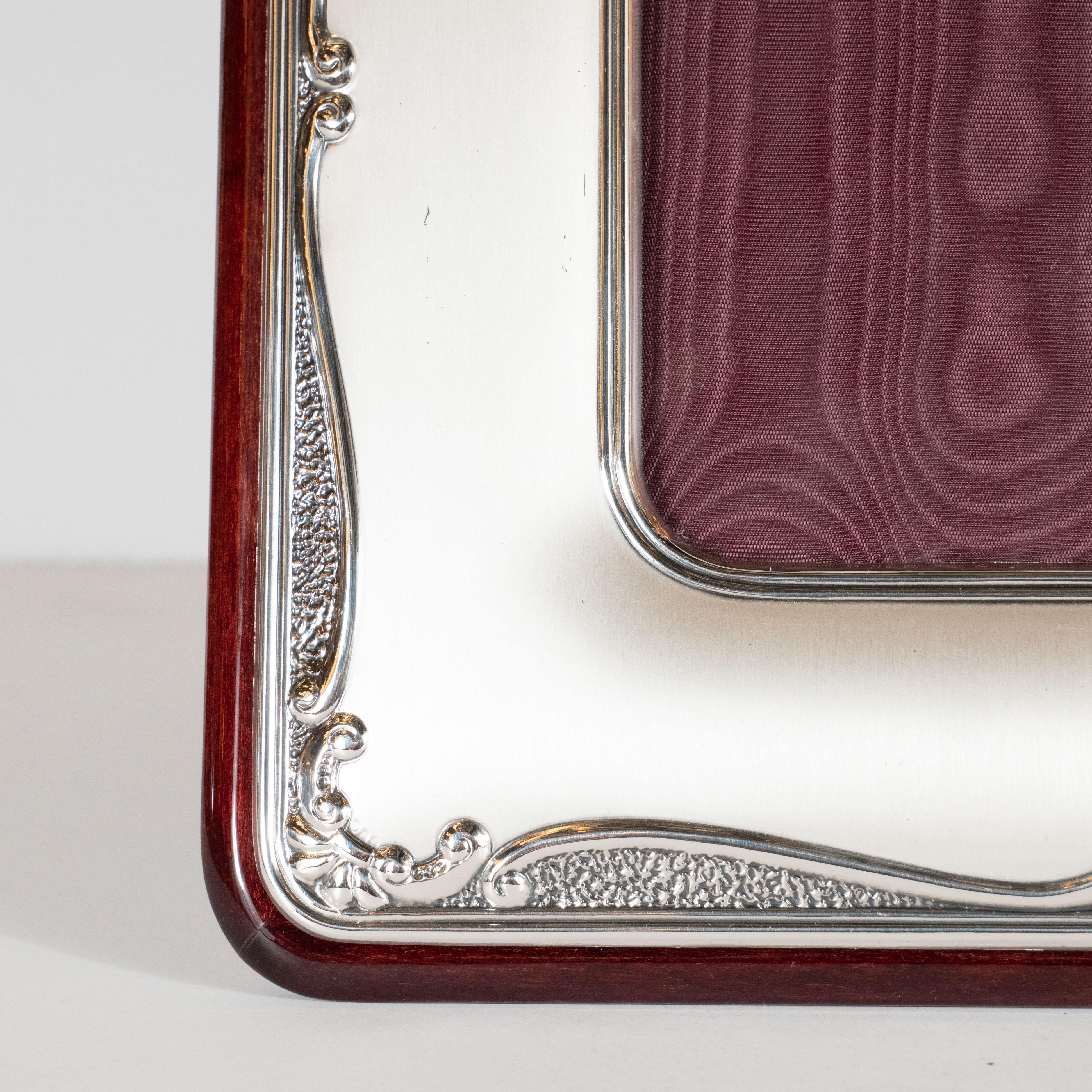Mid-Century Modern Sterling Silver Picture Frame with Mahogany Back by Sovrani In Excellent Condition In New York, NY