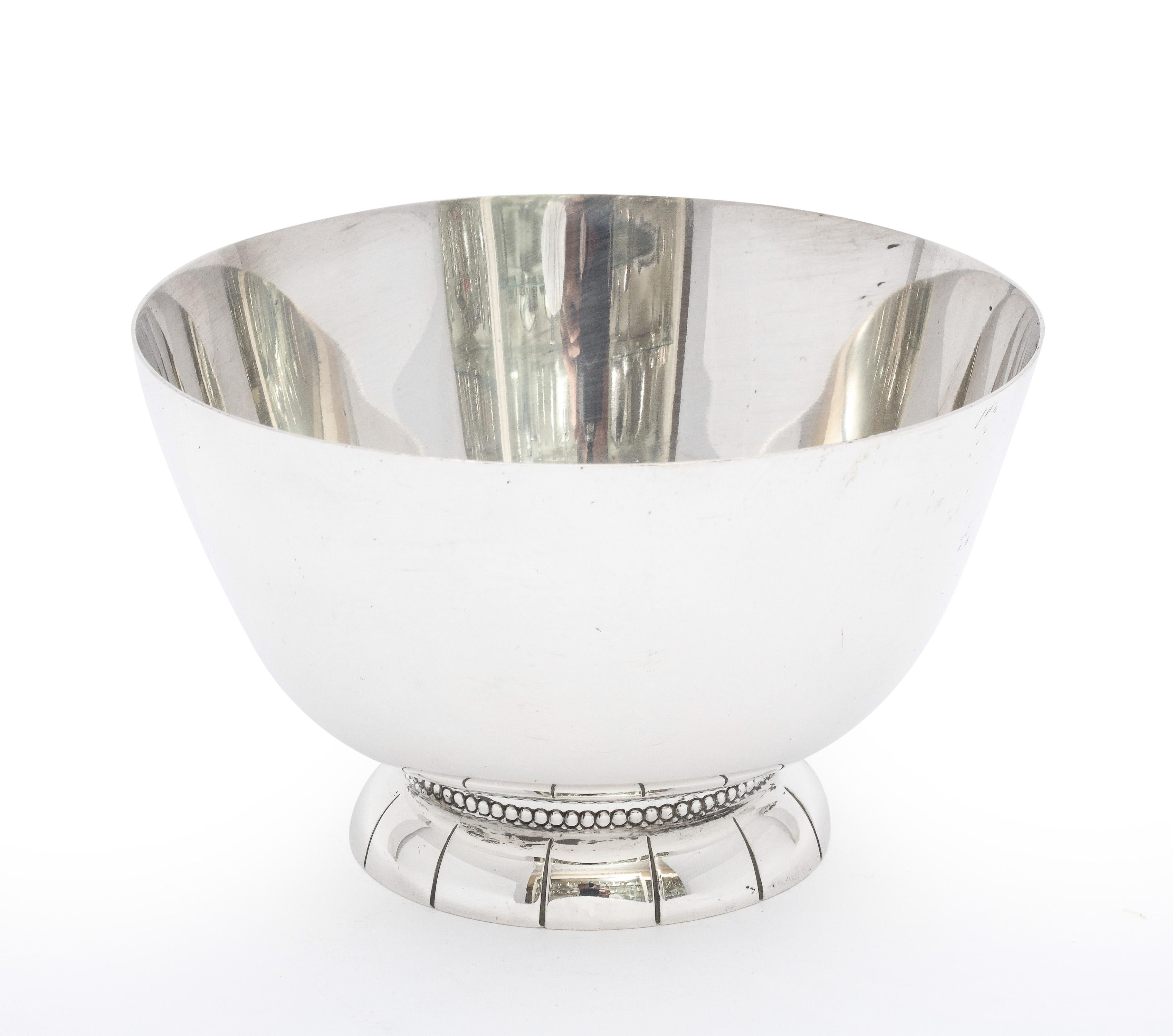 American Mid-Century Modern Sterling Silver Serving Bowl on Raised Base For Sale