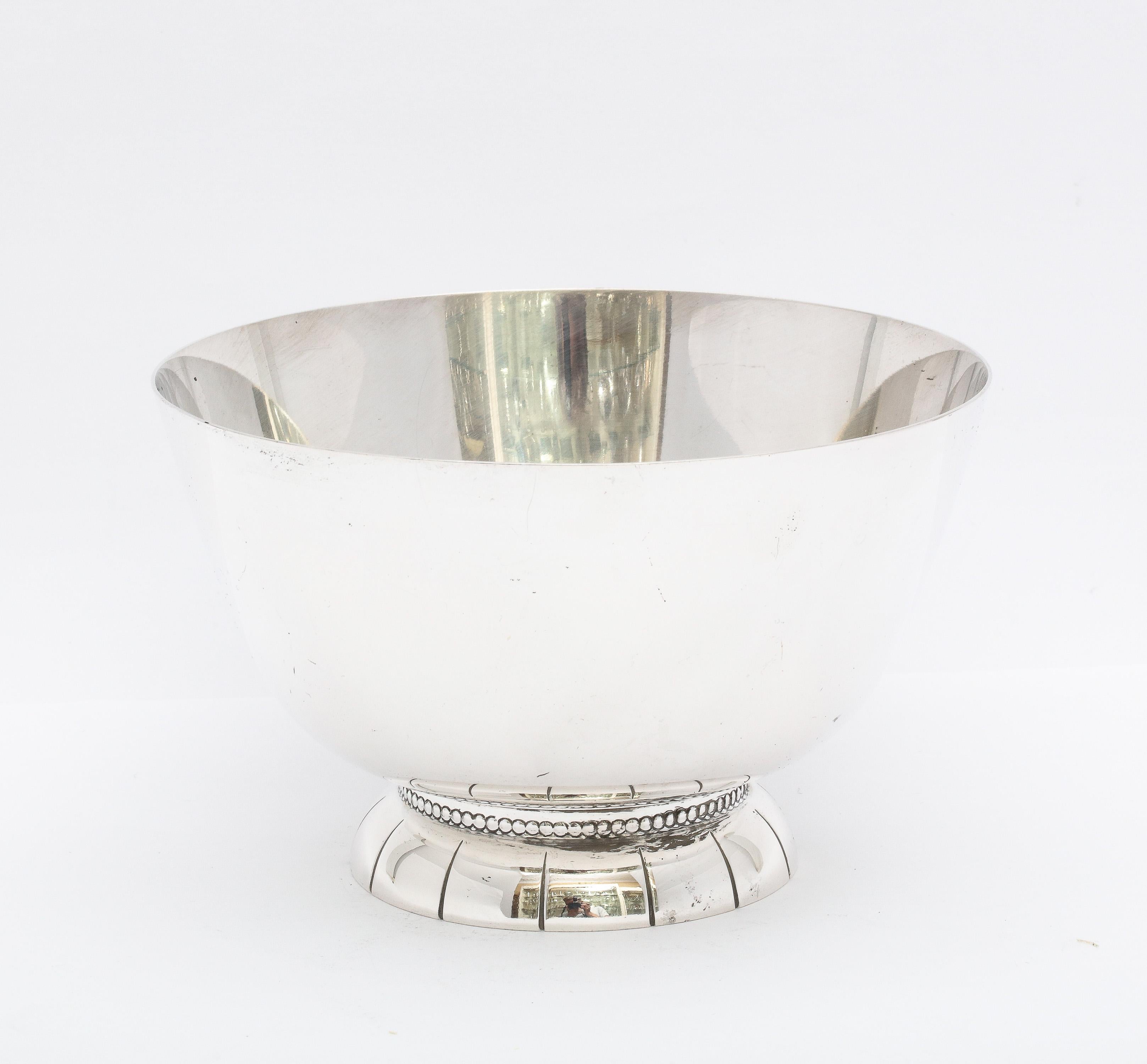 Mid-20th Century Mid-Century Modern Sterling Silver Serving Bowl on Raised Base For Sale