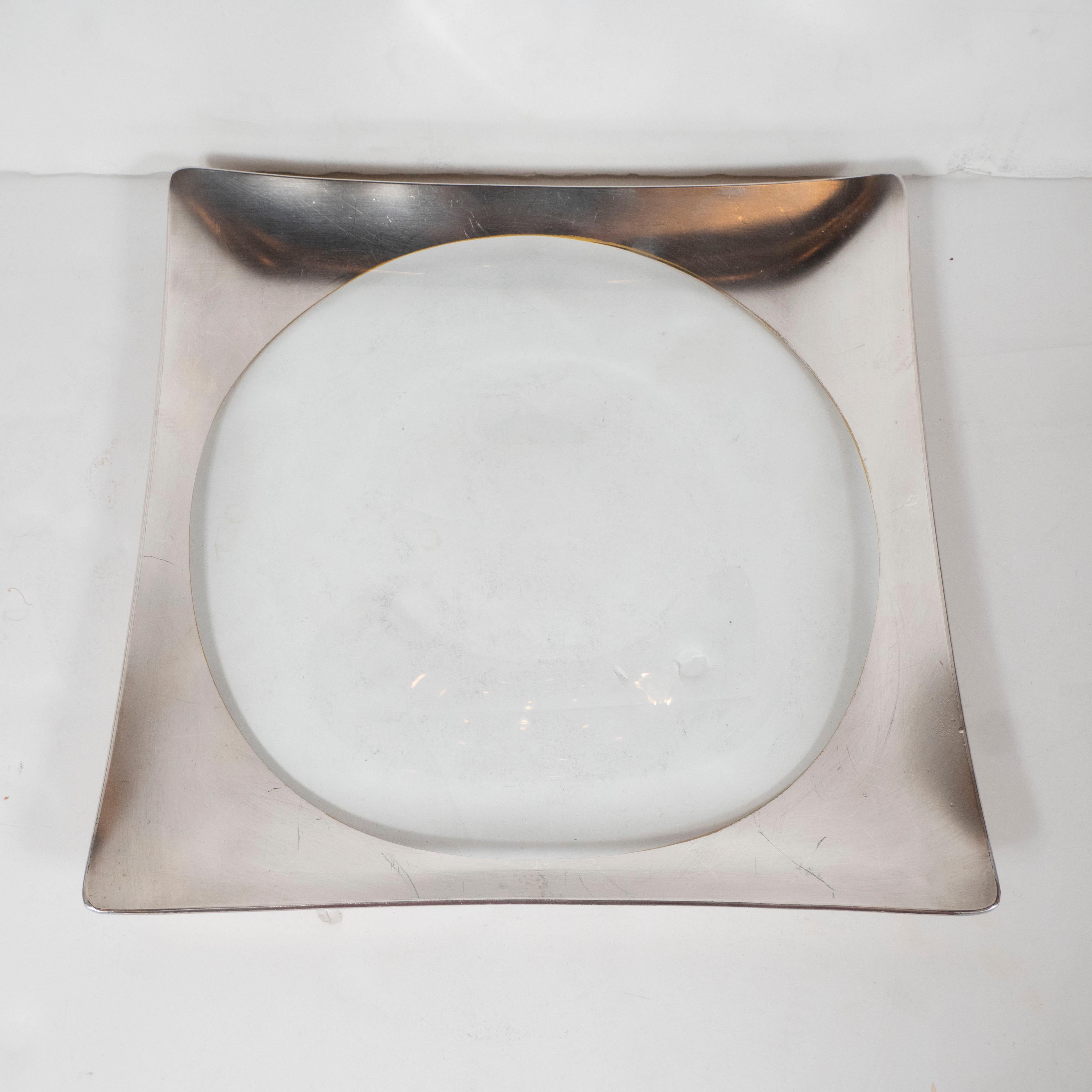 Mid-Century Modern Sterling Silver and Translucent Glass Tray by Dorothy Thorpe In Excellent Condition For Sale In New York, NY