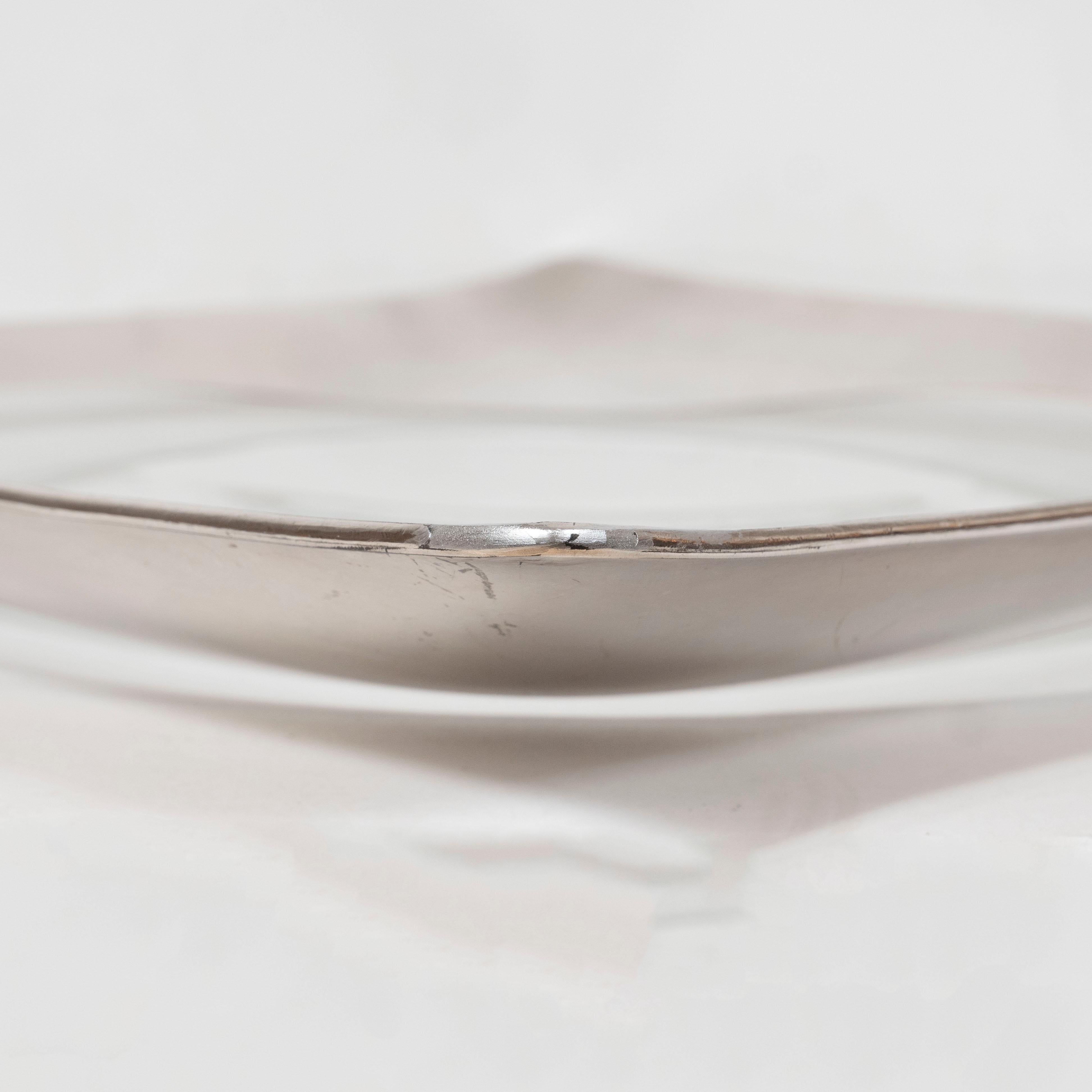 Mid-20th Century Mid-Century Modern Sterling Silver and Translucent Glass Tray by Dorothy Thorpe For Sale