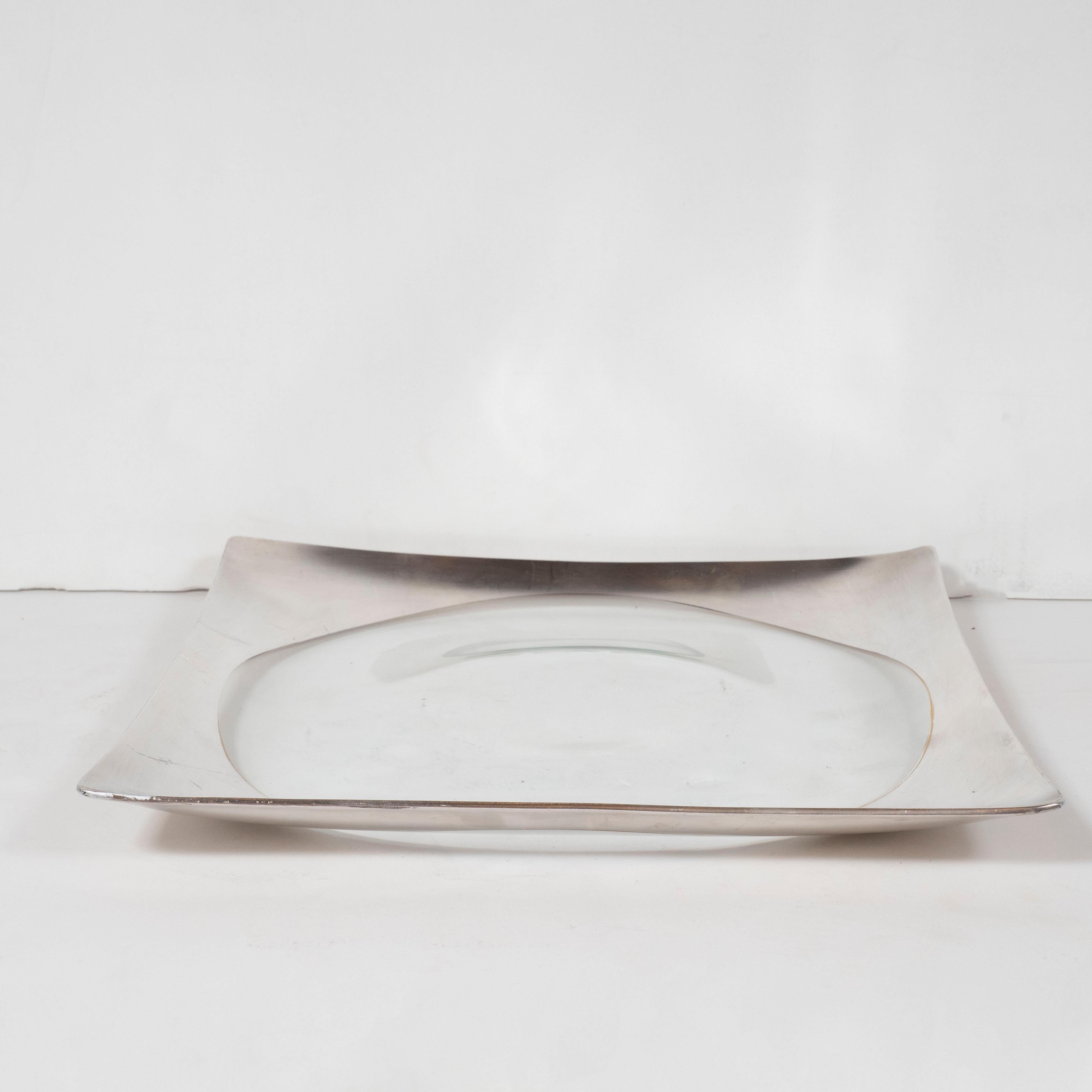 Mid-Century Modern Sterling Silver and Translucent Glass Tray by Dorothy Thorpe For Sale 2