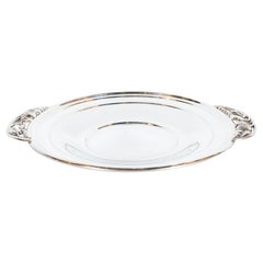 Mid-Century Modern Sterling Silver Tray with Stylized Grape and Vine Motifs