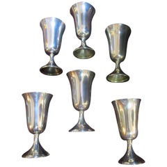 Vintage Mid-Century Modern Sterling Silver Vodka Shot/Cordial Goblets