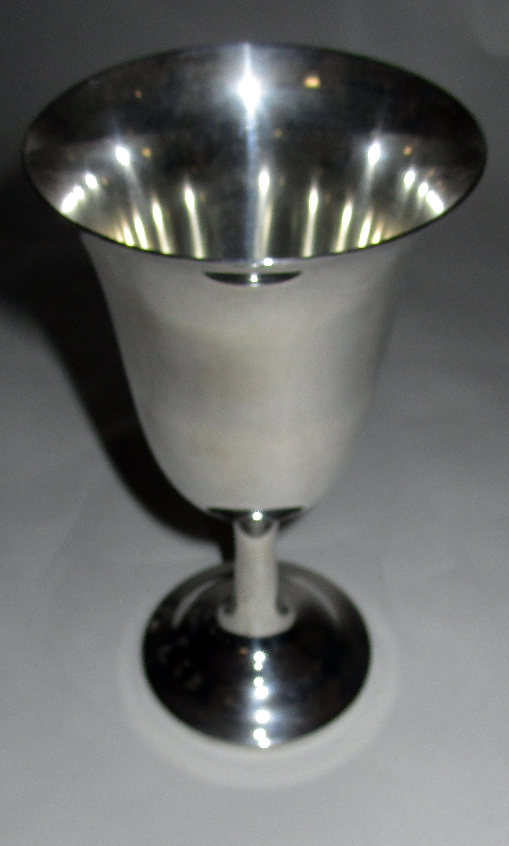 Mid-century Modern Sterling Silver Wallace Silver Water Goblet Set of Eight 3