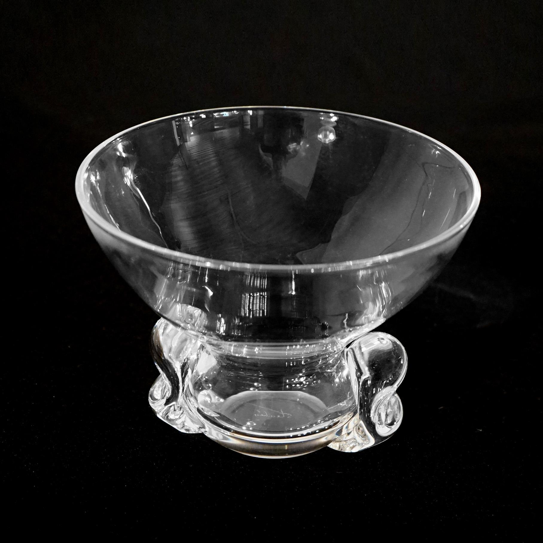 Mid Century Modern Steuben Art Glass Crystal Bowl with Pinched Base 20thC For Sale 1