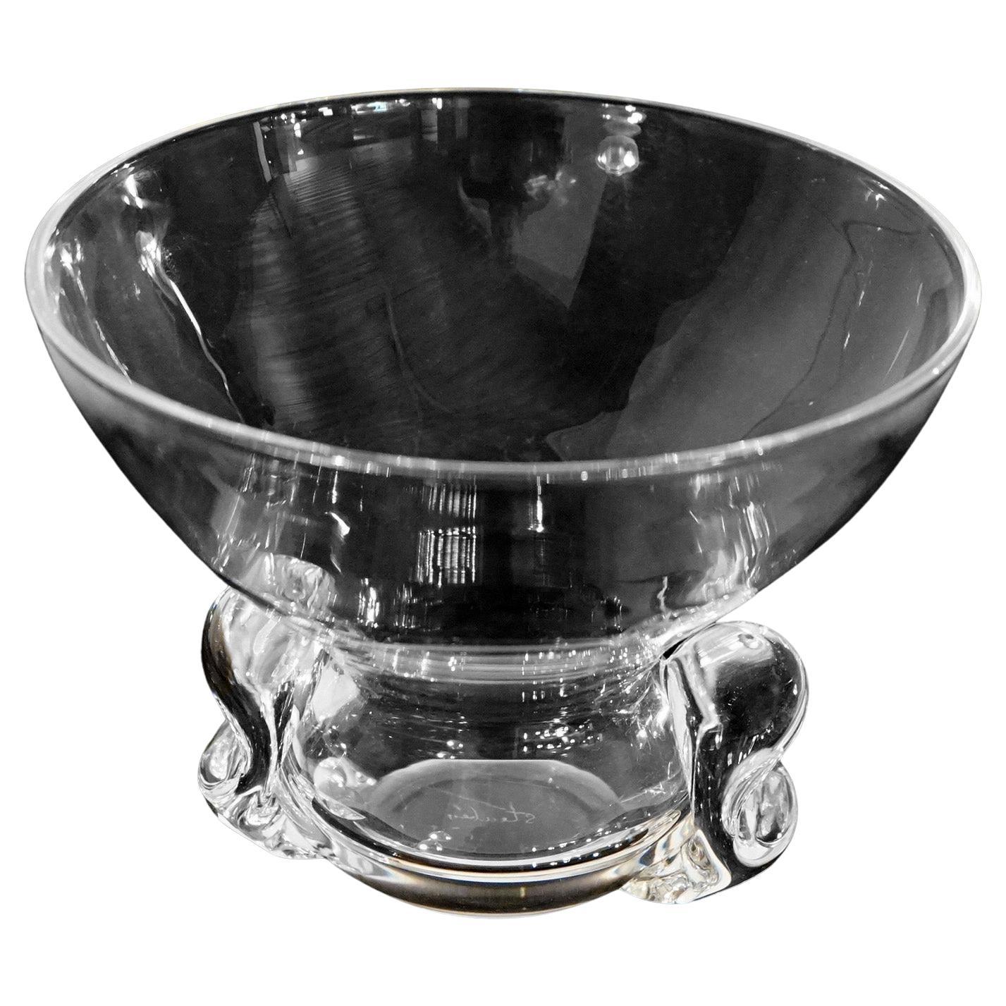 Mid Century Modern Steuben Art Glass Crystal Bowl mit Pinched Base 20thC im Angebot