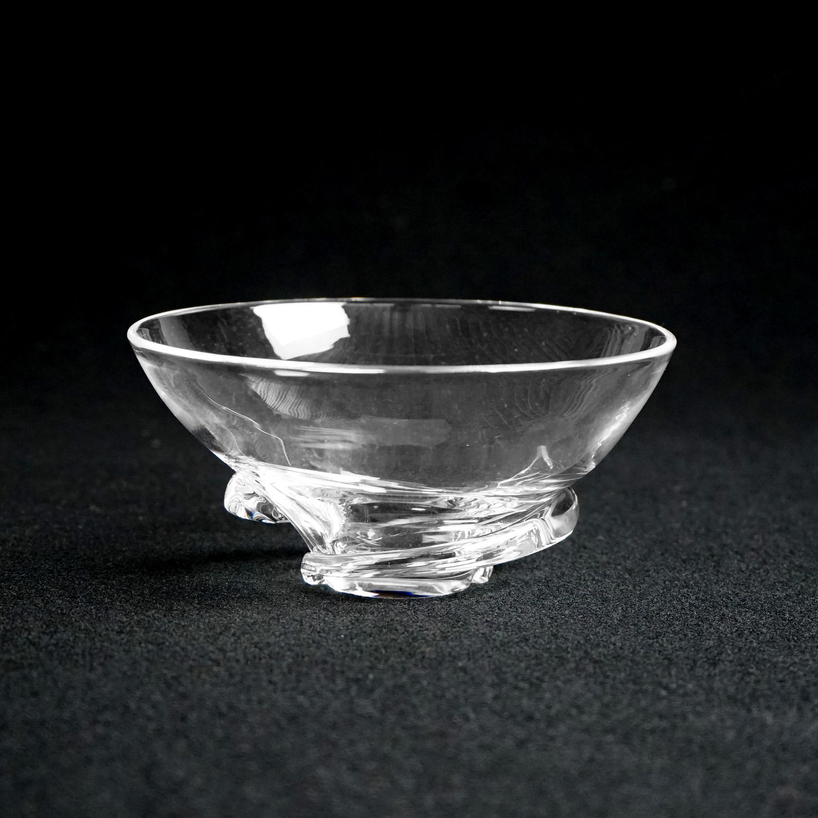 Mid Century Modern Steuben Art Glass Swirl Footed Crystal Bowl, Signed,  20thC

Measures - 7