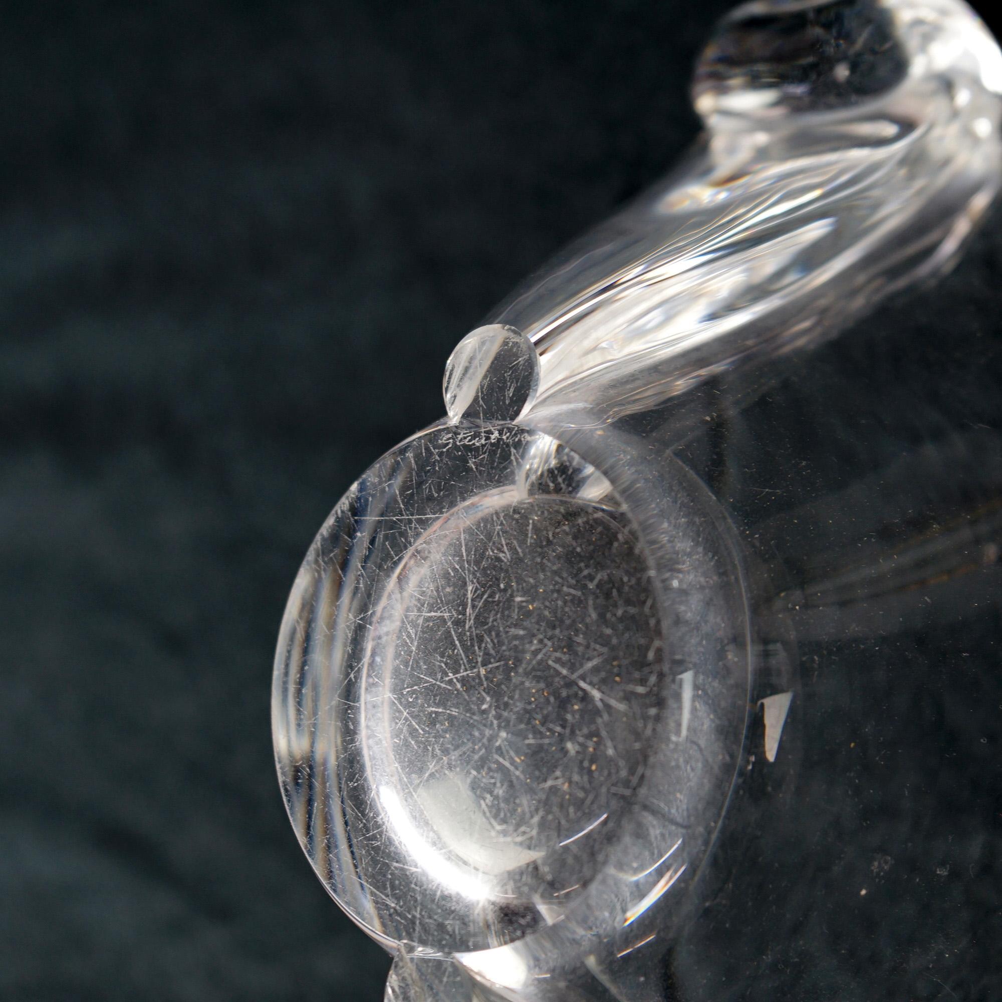 Mid-Century Modern Steuben Crystal Double Handled Glass Bowl C1950 5