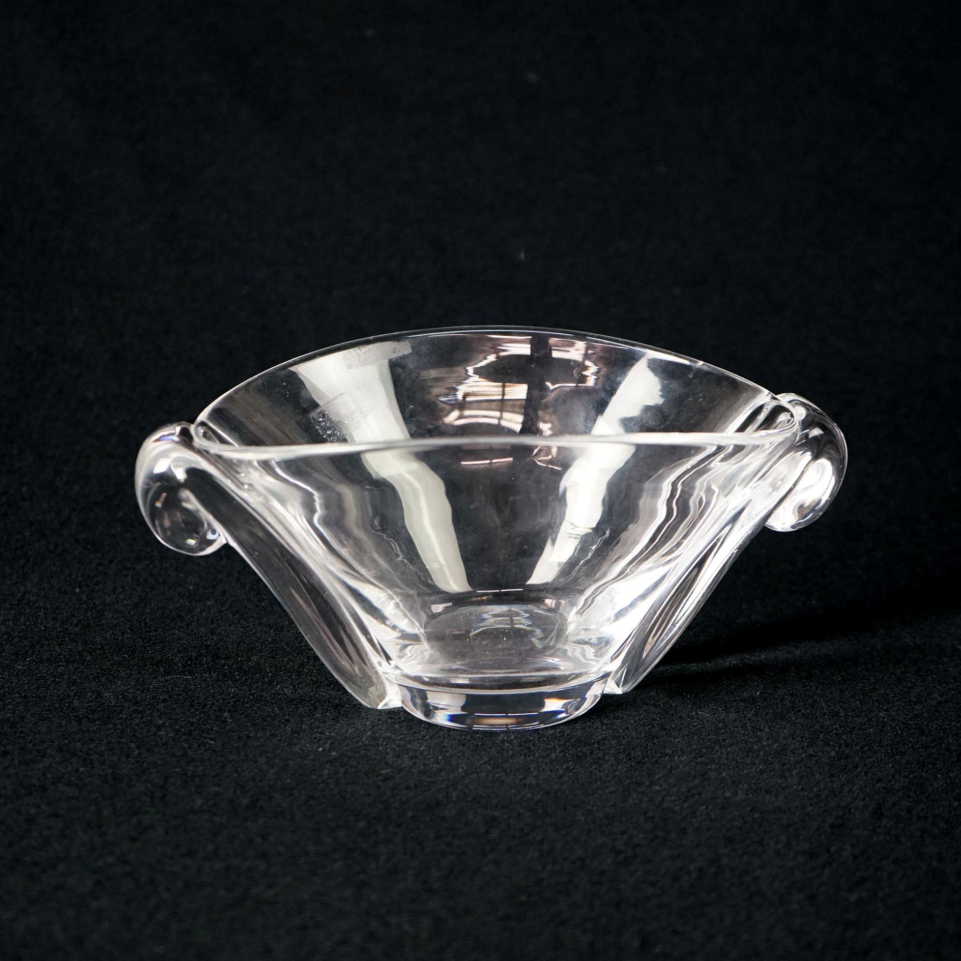 Mid-Century Modern Steuben Crystal Double Handled Glass Bowl C1950 7