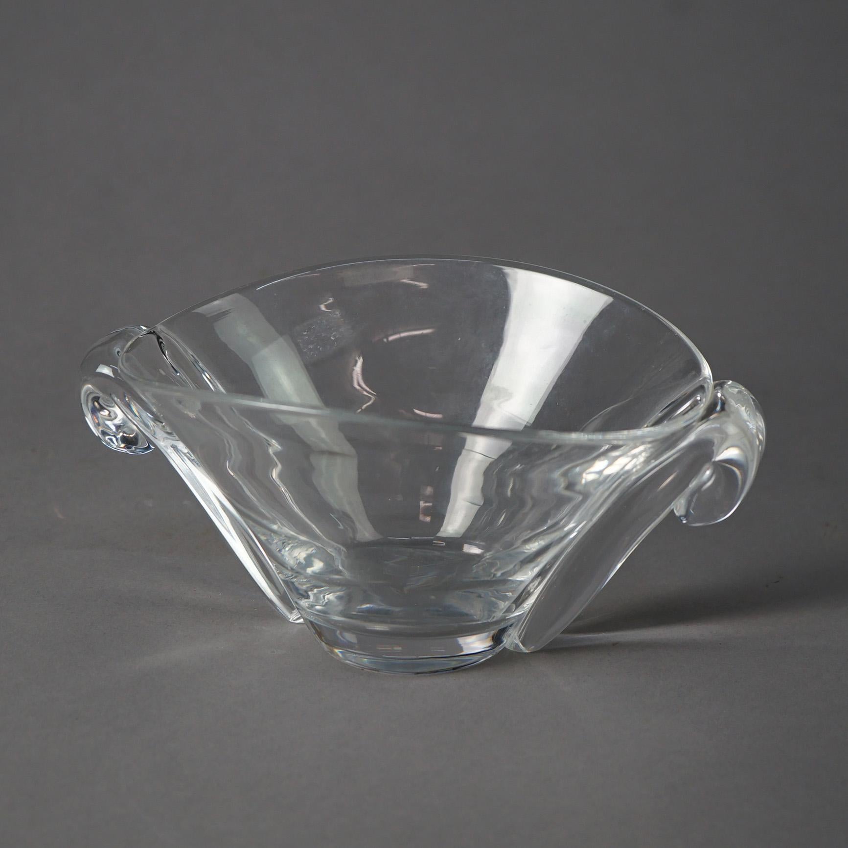 American Mid-Century Modern Steuben Crystal Double Handled Glass Bowl C1950