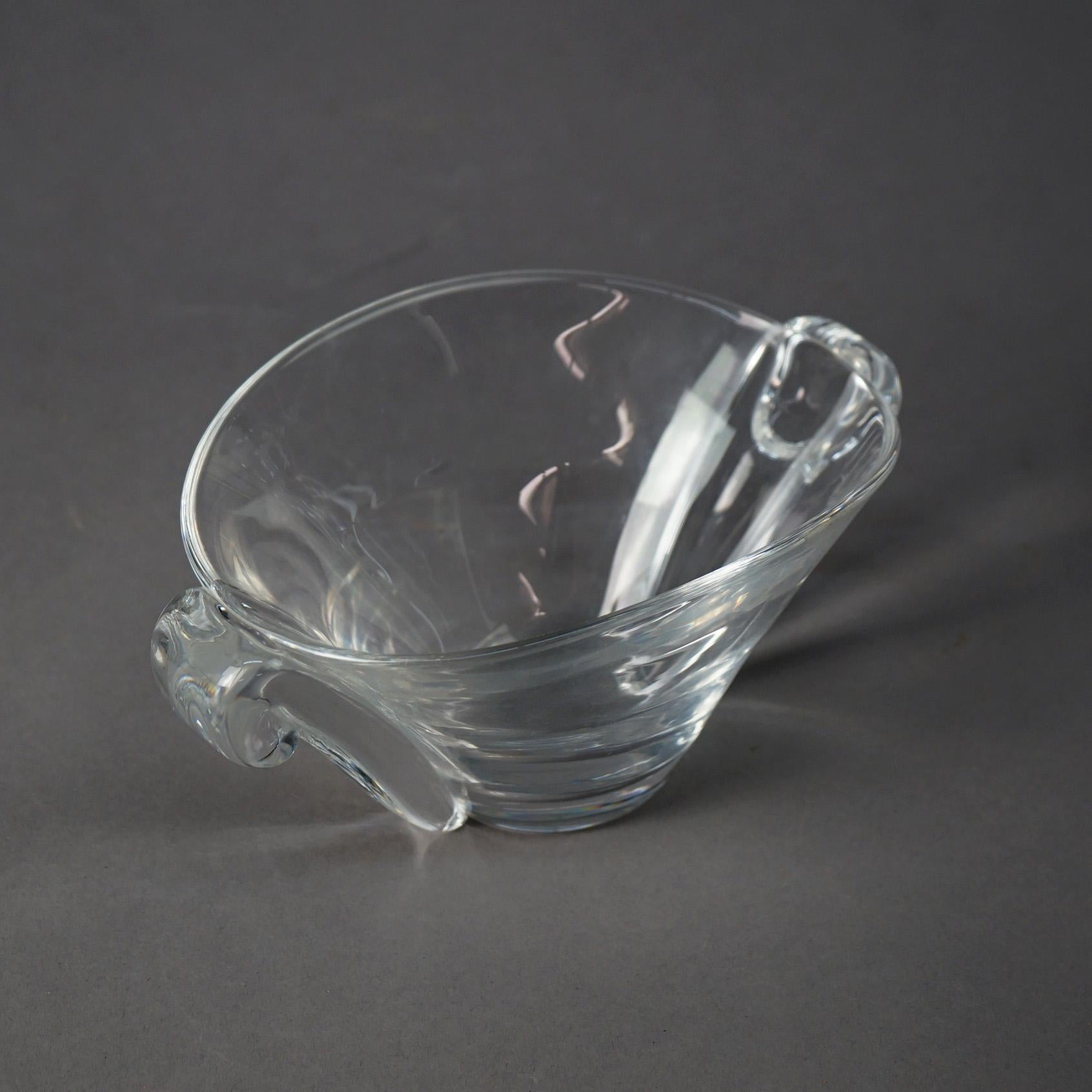 Mid-Century Modern Steuben Crystal Double Handled Glass Bowl C1950 In Good Condition In Big Flats, NY