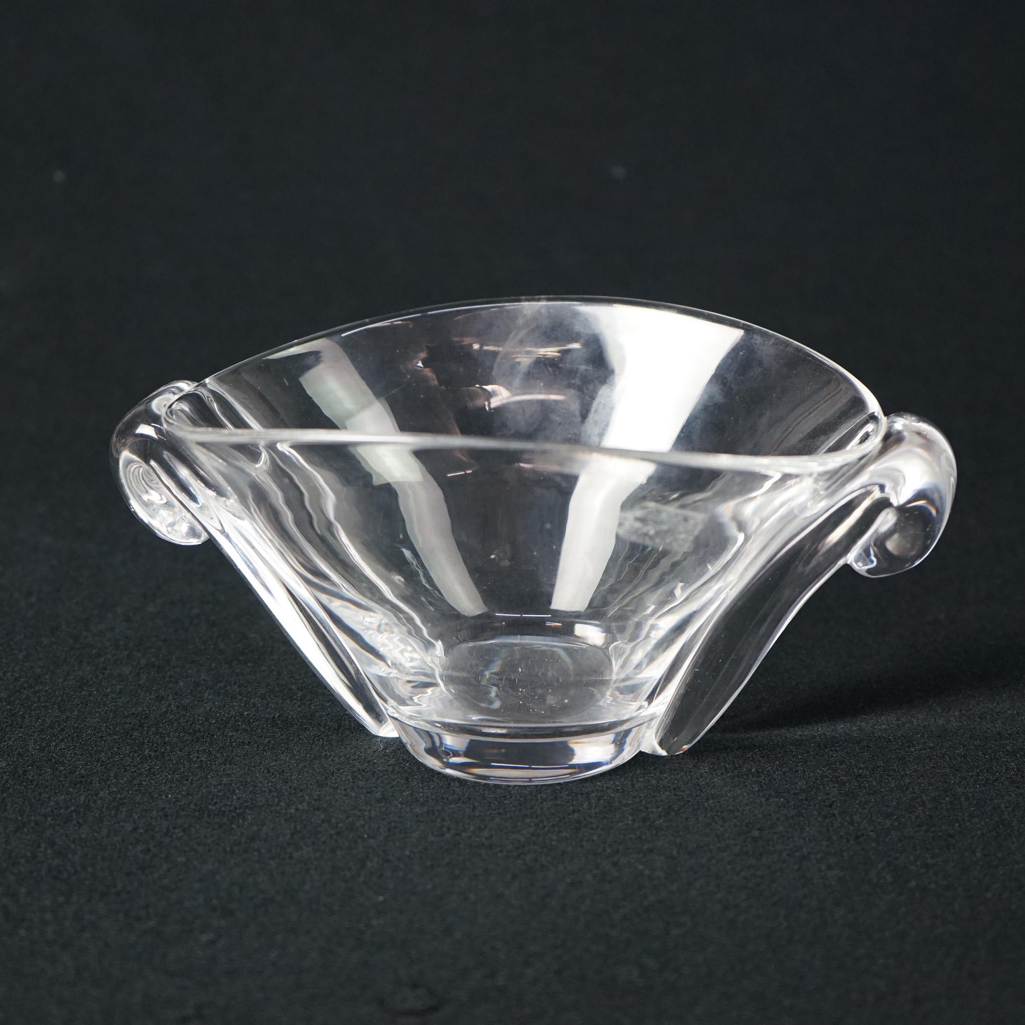 20th Century Mid-Century Modern Steuben Crystal Double Handled Glass Bowl C1950