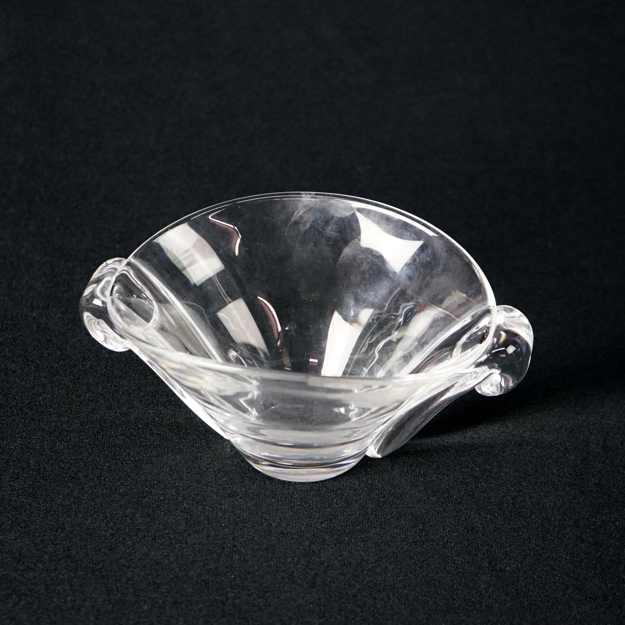 Mid-Century Modern Steuben Crystal Double Handled Glass Bowl C1950 1