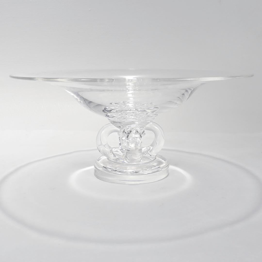 Mid-Century Modern Steuben Glass Pedestal Bowl/Tazza No. 7884 by George Thompson In Good Condition For Sale In Philadelphia, PA