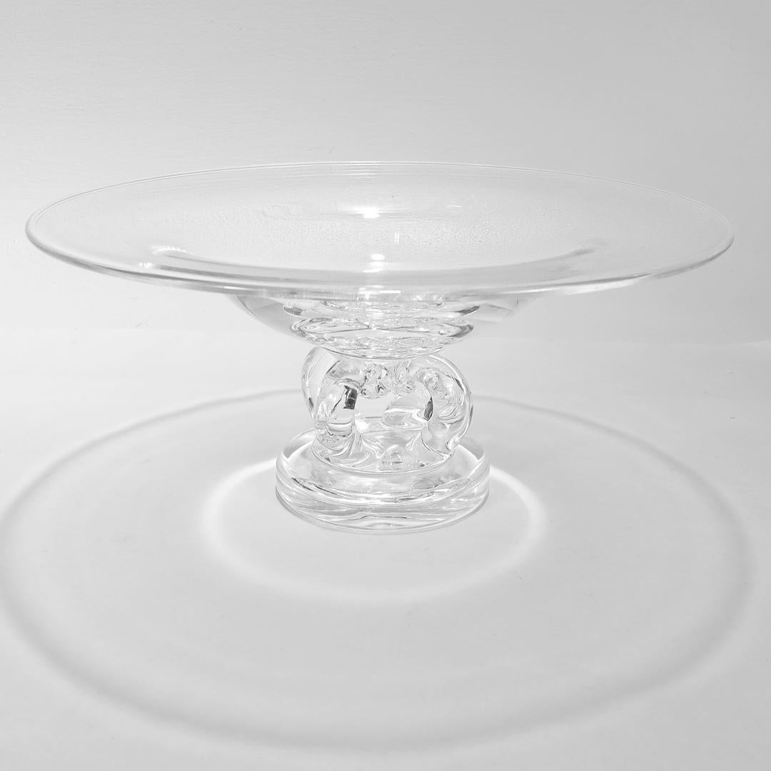 20th Century Mid-Century Modern Steuben Glass Pedestal Bowl/Tazza No. 7884 by George Thompson For Sale