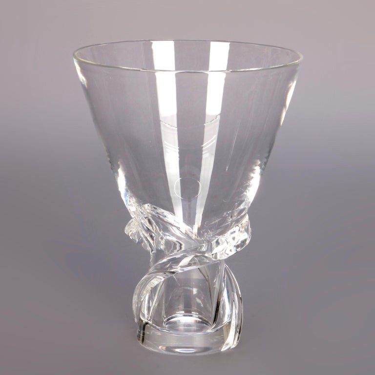 Mid Century Modern Steuben Glass Works Signed Crystal Twist Vase