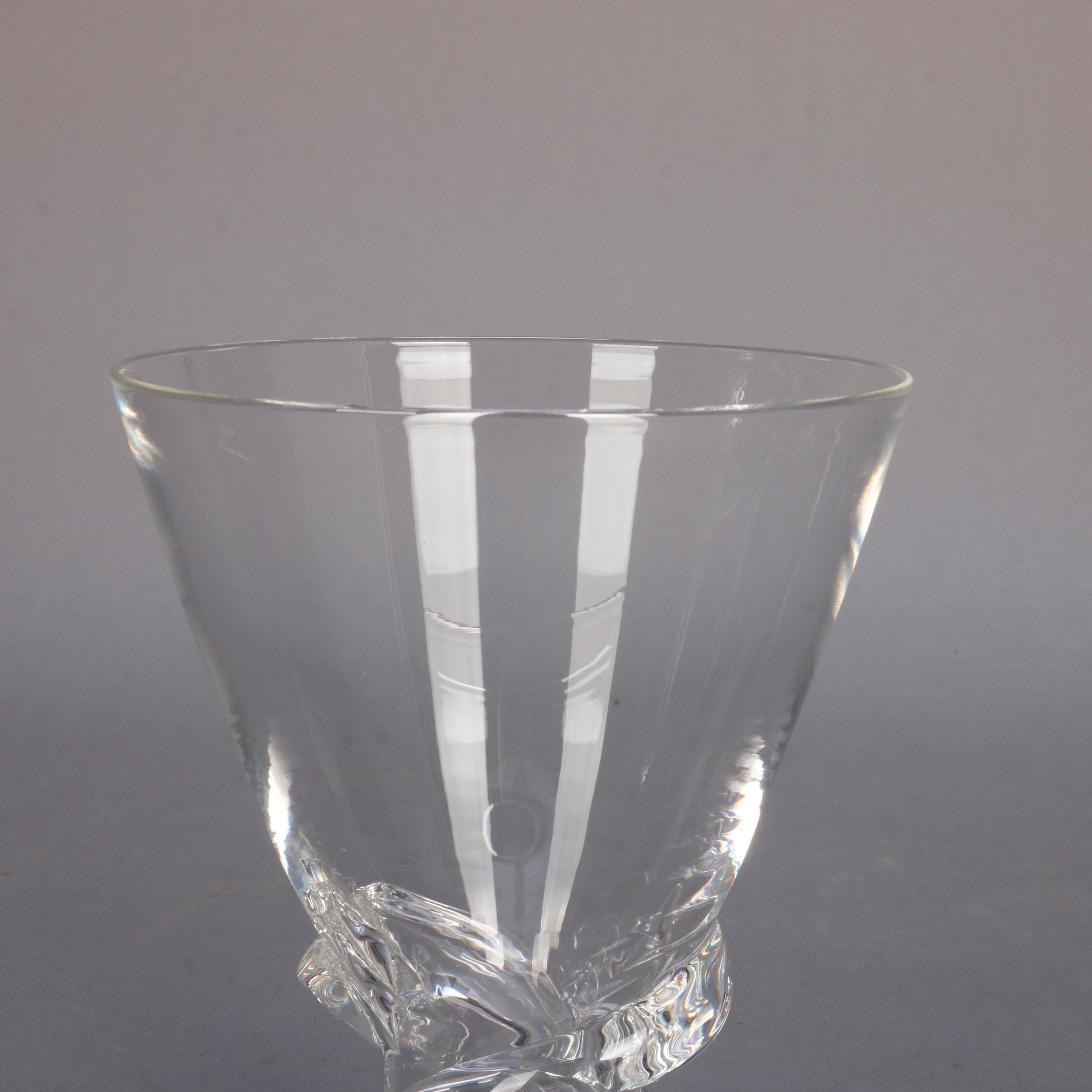 American Mid-Century Modern Steuben Glass Works Signed Crystal Twist Vase with Box