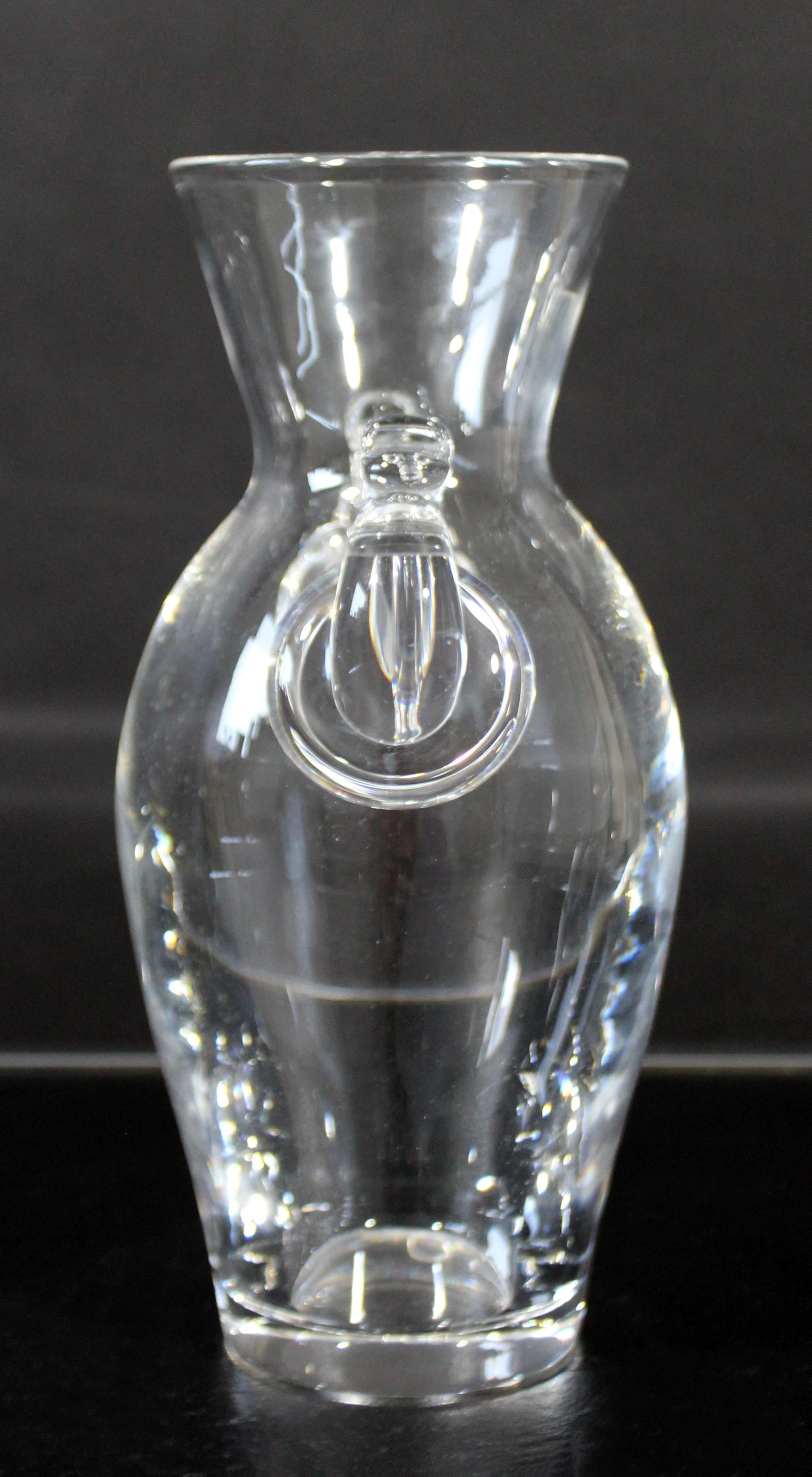Mid-Century Modern Steuben Lloyd Atkins Ring Handle Decorative Art Vase, 1950s In Good Condition In Keego Harbor, MI