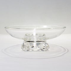 Bol en verre d'art à pieds en volute Steuben, modèle n° 7907, moderne du milieu du siècle dernier
