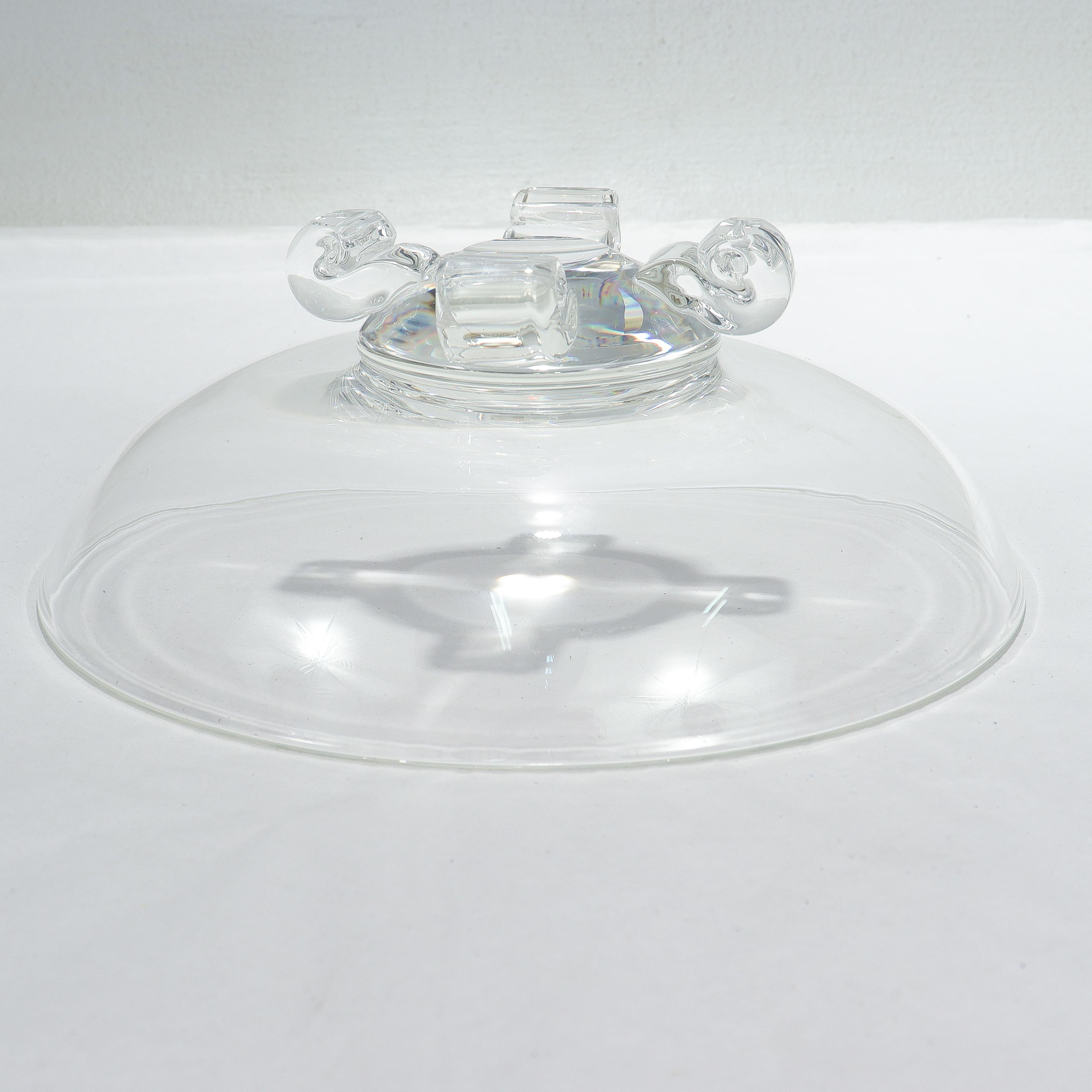 Mid-Century Modern Steuben Scroll Footed Art Glass Bowl Model No. 7907 In Good Condition For Sale In Philadelphia, PA