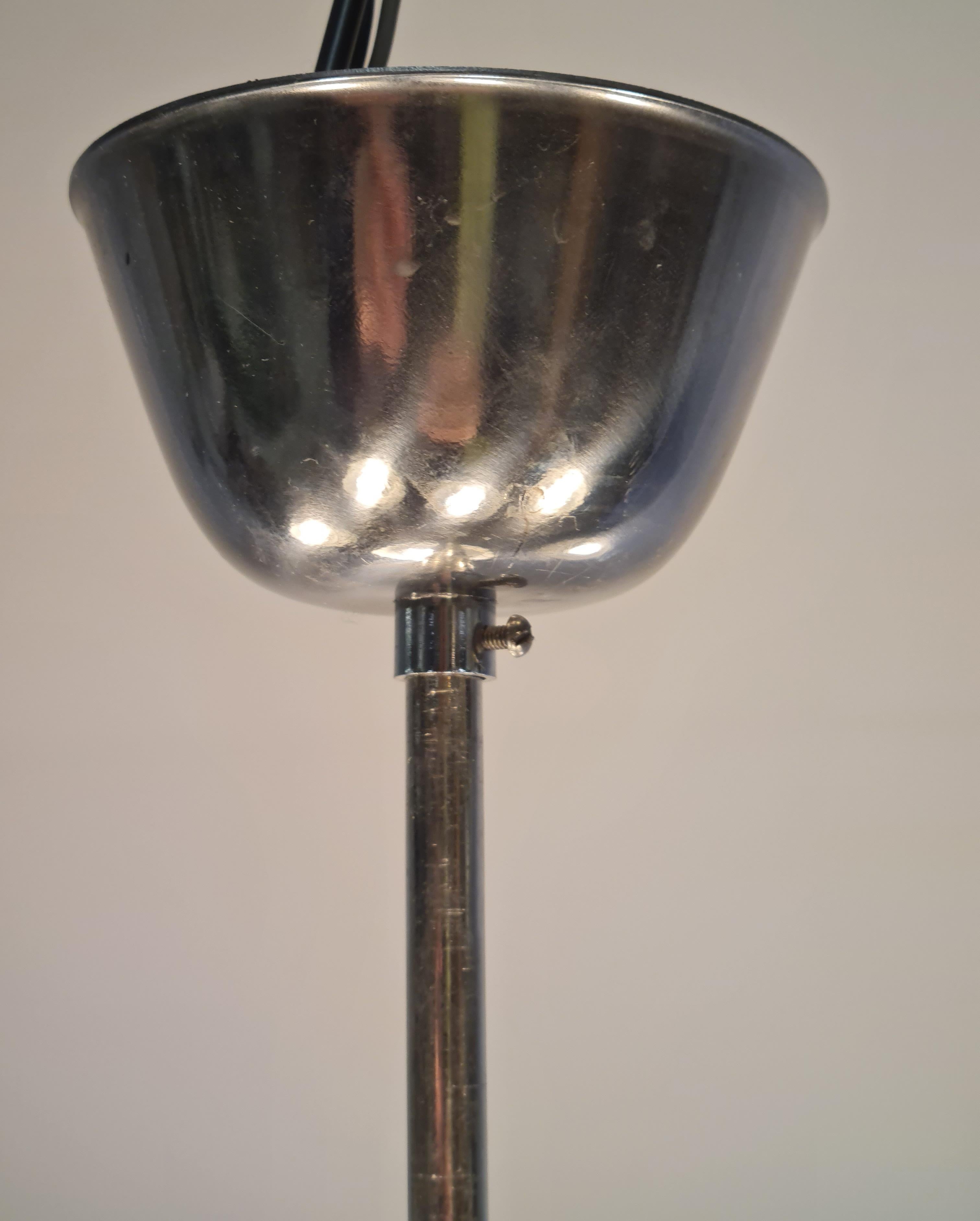 Metal Mid-Century Modern Stig Lindström Pendant, Glass, Teak and Chrome, Lival 1960s For Sale
