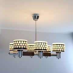 Mid-Century Modern Stig Lindström Pendant, Glass, Teak and Chrome, Lival 1960s