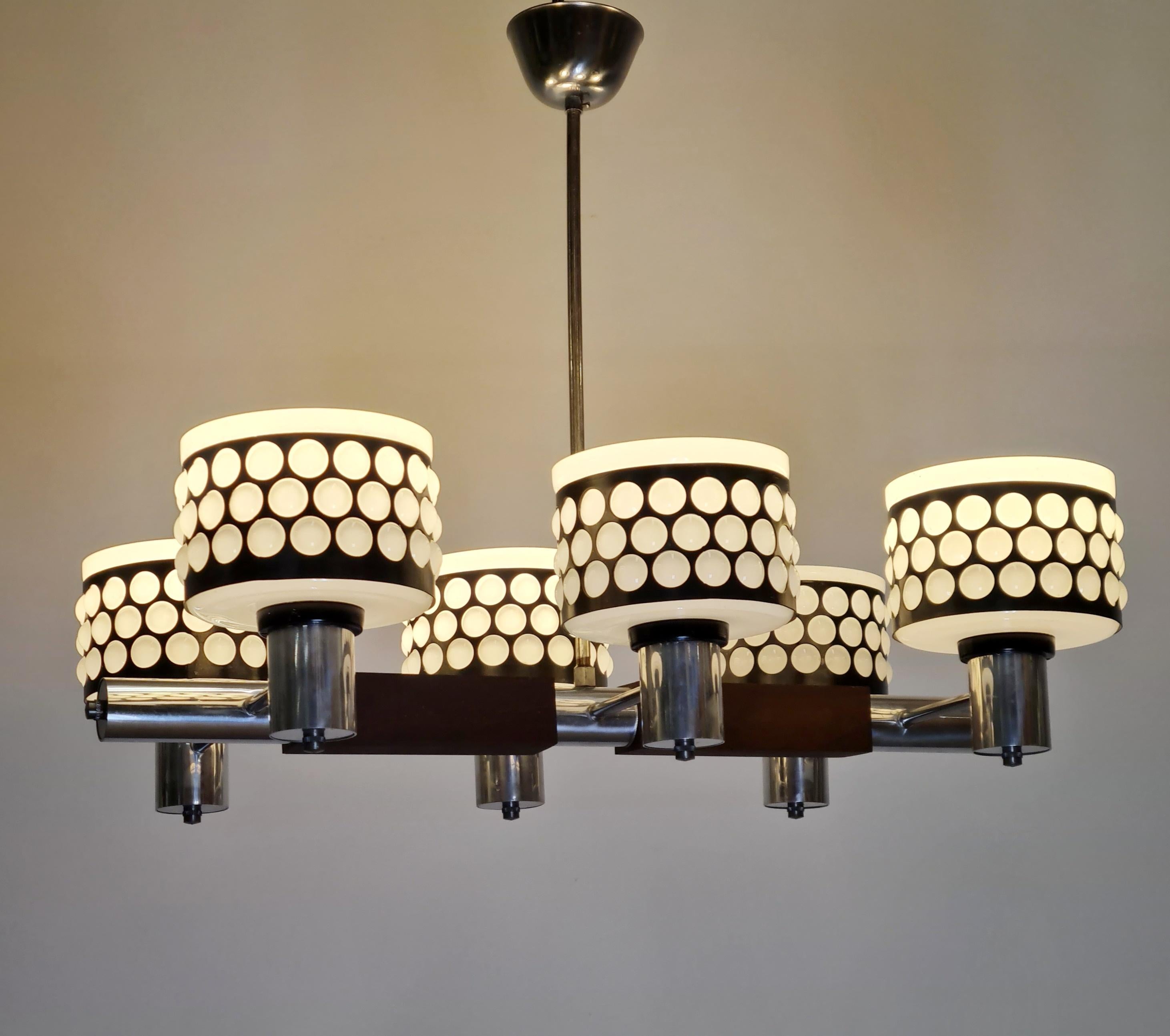 Mid-Century Modern Stig Lindström Pendant, Glass, Teak and Chrome, Lival 1960s For Sale 2