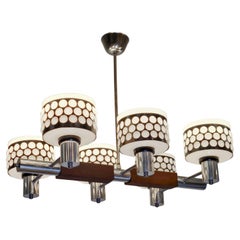 Mid-Century Modern Stig Lindström Pendelleuchte, Glas, Teak und Chrom, Lival 1960s