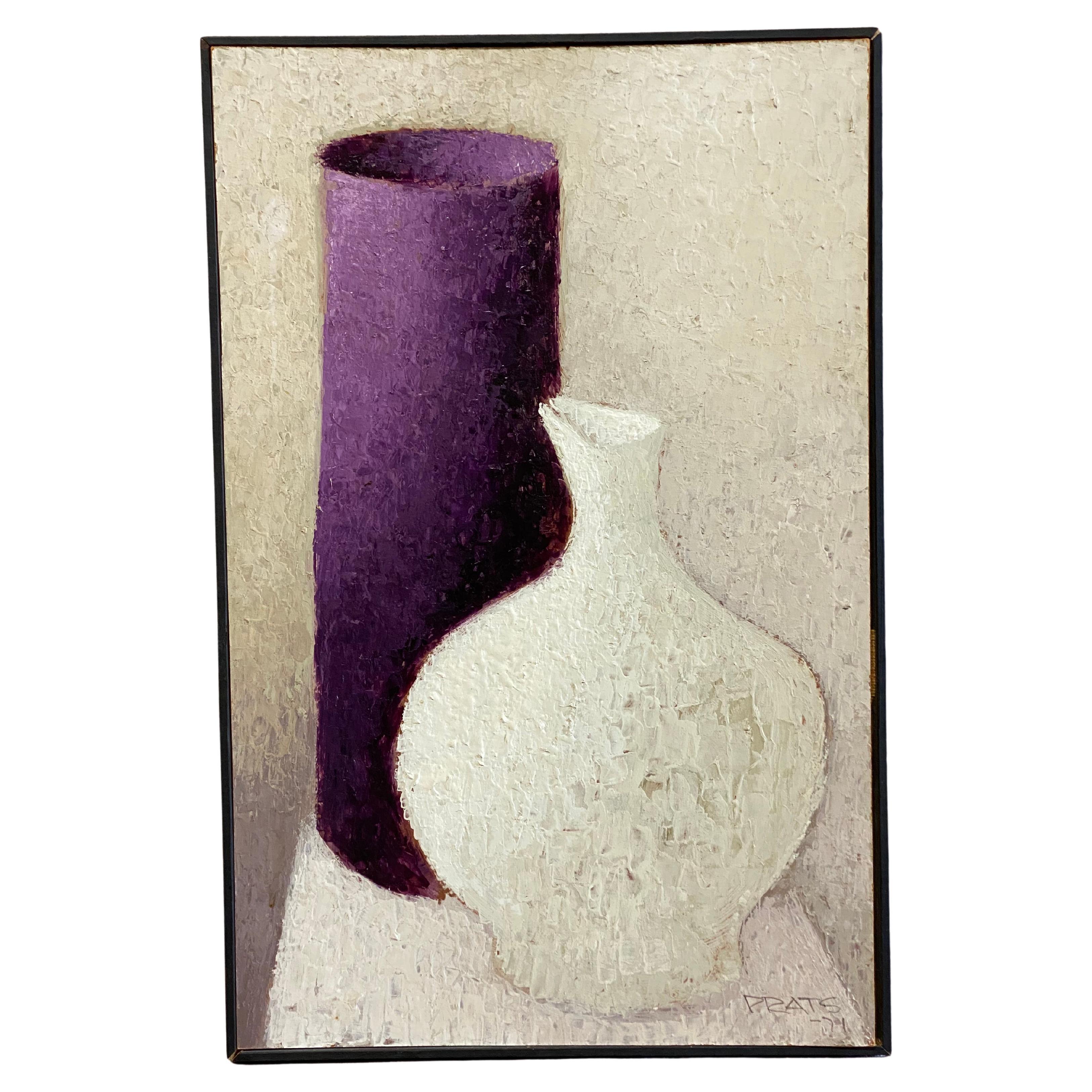 Mid Century Modern Still Life with Jug and Vase by Ramon Prats (1928-2003) For Sale