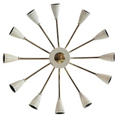 Vintage Mid Century Modern Stilnovo 12-Arm Spider or Sputnik Chandelier, Italy 1950s