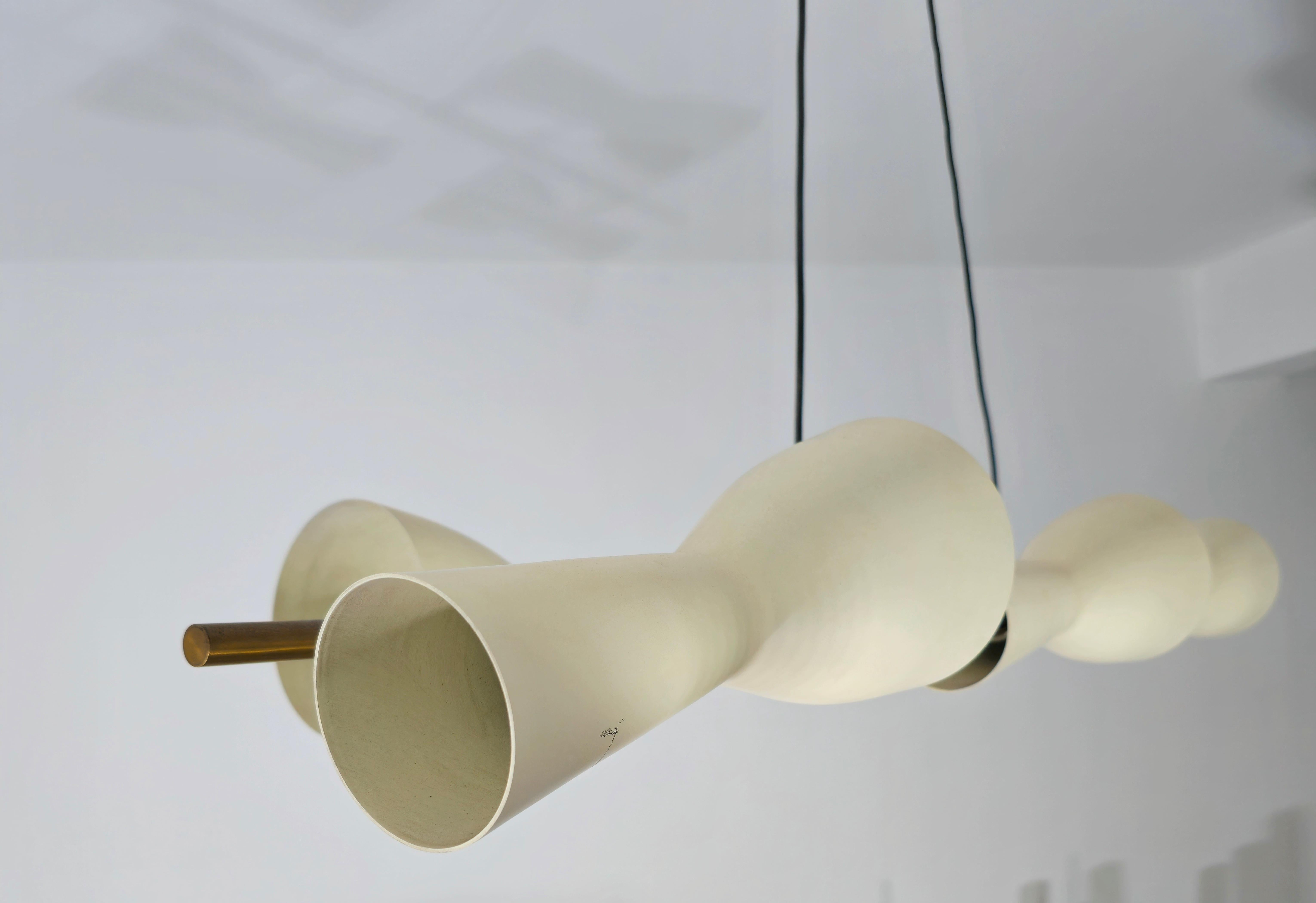 Mid-Century Modern Stilnovo Brass Pendant Lamp Design Italy 1950s 5