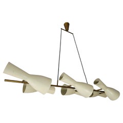 Mid-Century Modern Stilnovo Brass Pendant Lamp Design Italy 1950s