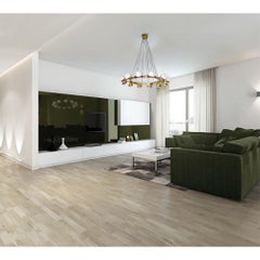 Large Stilnovo Style Italian Chandelier 12 Lights, Made of Brass and Glass