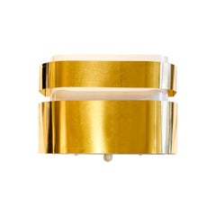 Mid-Century Modern Stilnovo Style Brass and White Aluminium Wall Light Sconce