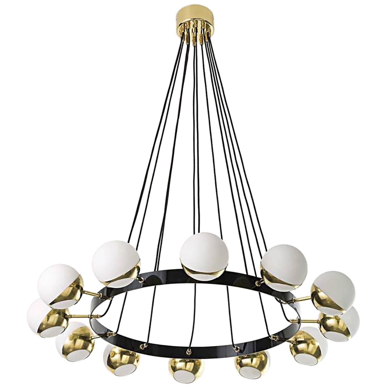 Mid-Century Modern Stilnovo Style Impressive Italian Chandelier