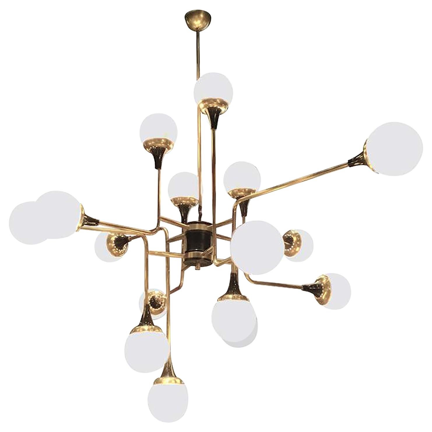 1950s Stilnovo Style MidCentury Modern Oval Chandelier at 1stDibs