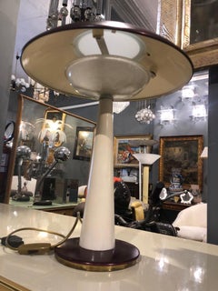 Mid-Century Modern Stilnovo Table Lamp in Lacquered Brass and Glass, Italy 1950
